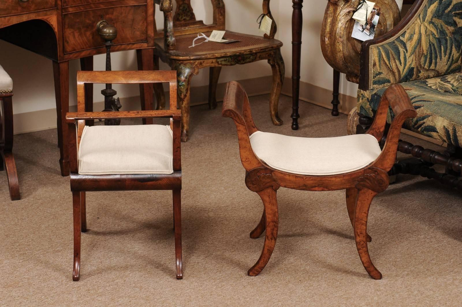 Pair of Early 19th Century Swiss Walnut Benches 2
