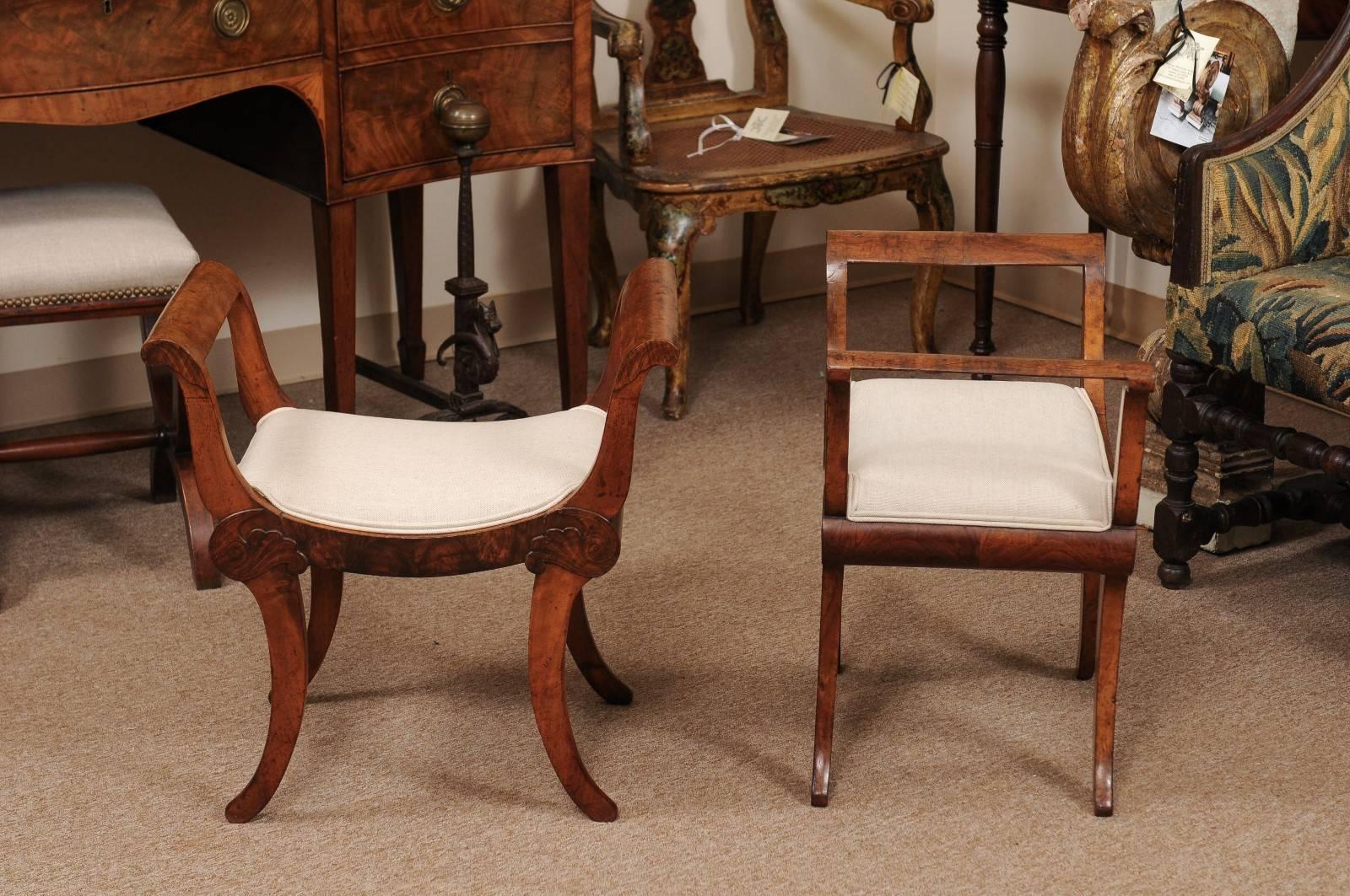Pair of Early 19th Century Swiss Walnut Benches 3
