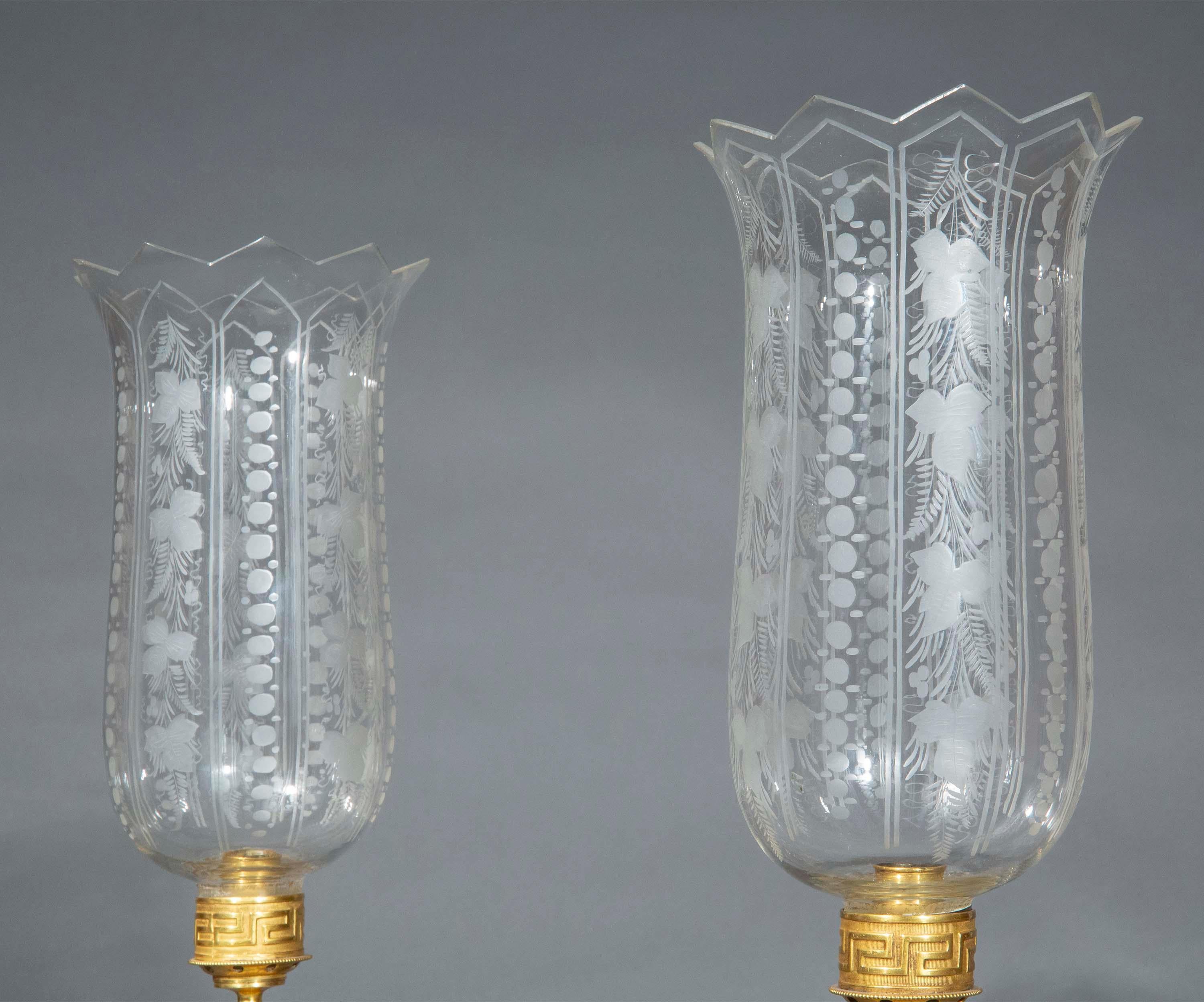 Pair of Early 19th Century Triton Candlesticks Storm Lanterns by Wood & Caldwell In Good Condition For Sale In London, GB