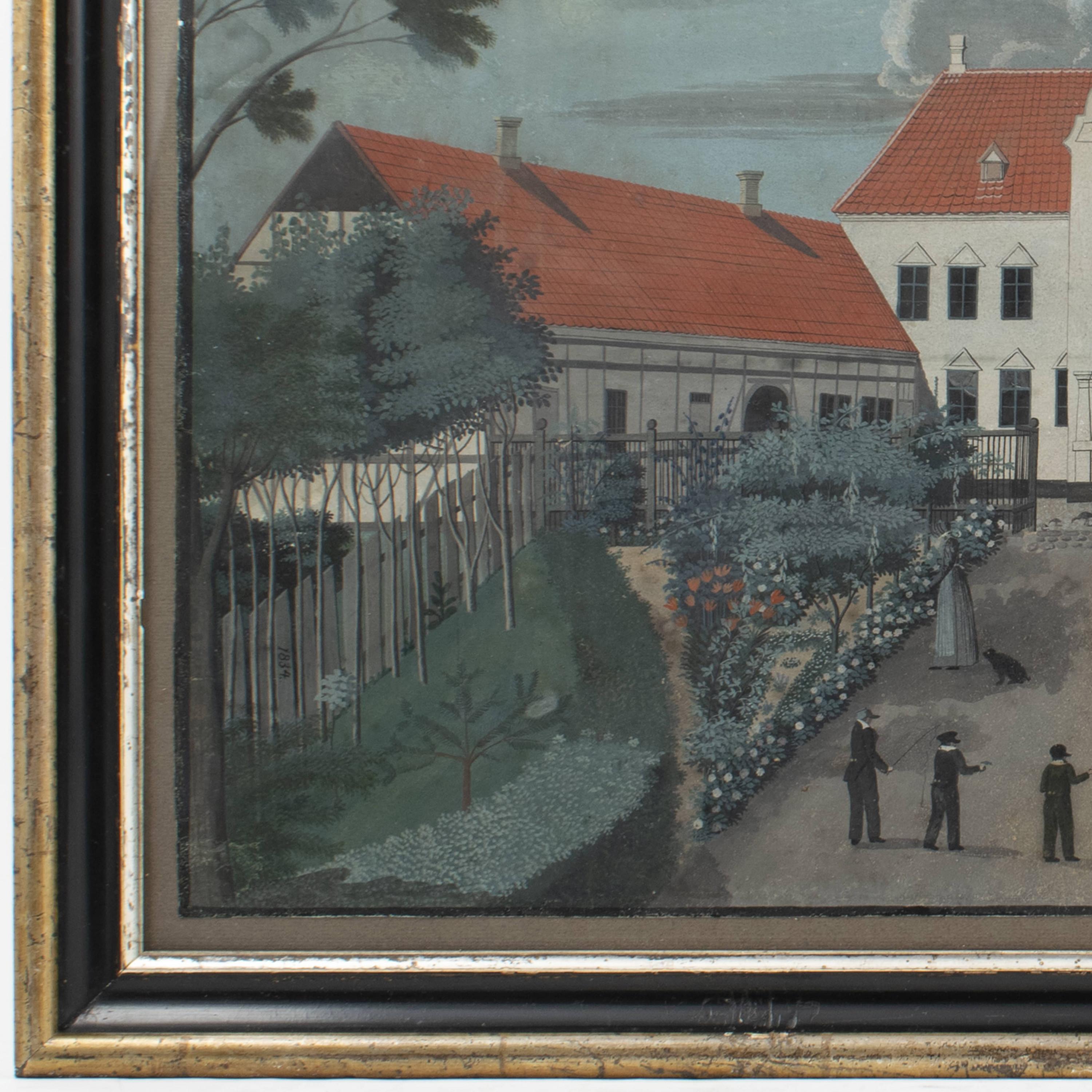 18th Century Pair of Early 19th Ctr Gouache Paintings of the Danish Manor House 'Bratskov'