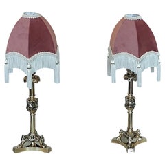 Pair of Early 19thC Brass Candlesticks converted to electric lamps