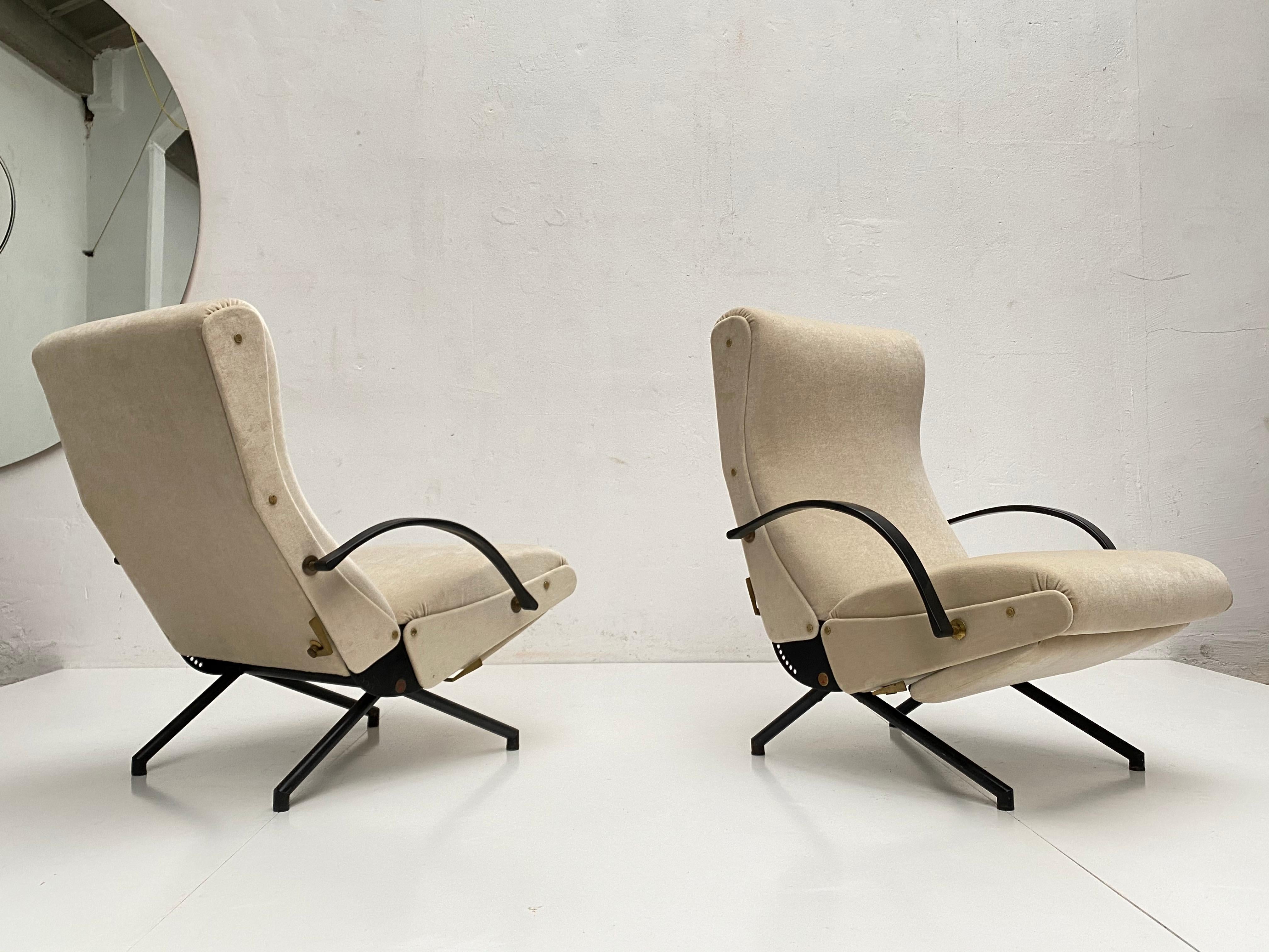 Enameled Pair of Early 1st Edition P40 Chairs, Osvaldo Borsani, Tecno Italy 1956 Restored