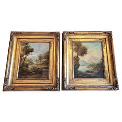 Pair of Early 20C Italian Oil on Board Landscapes by Nesi
