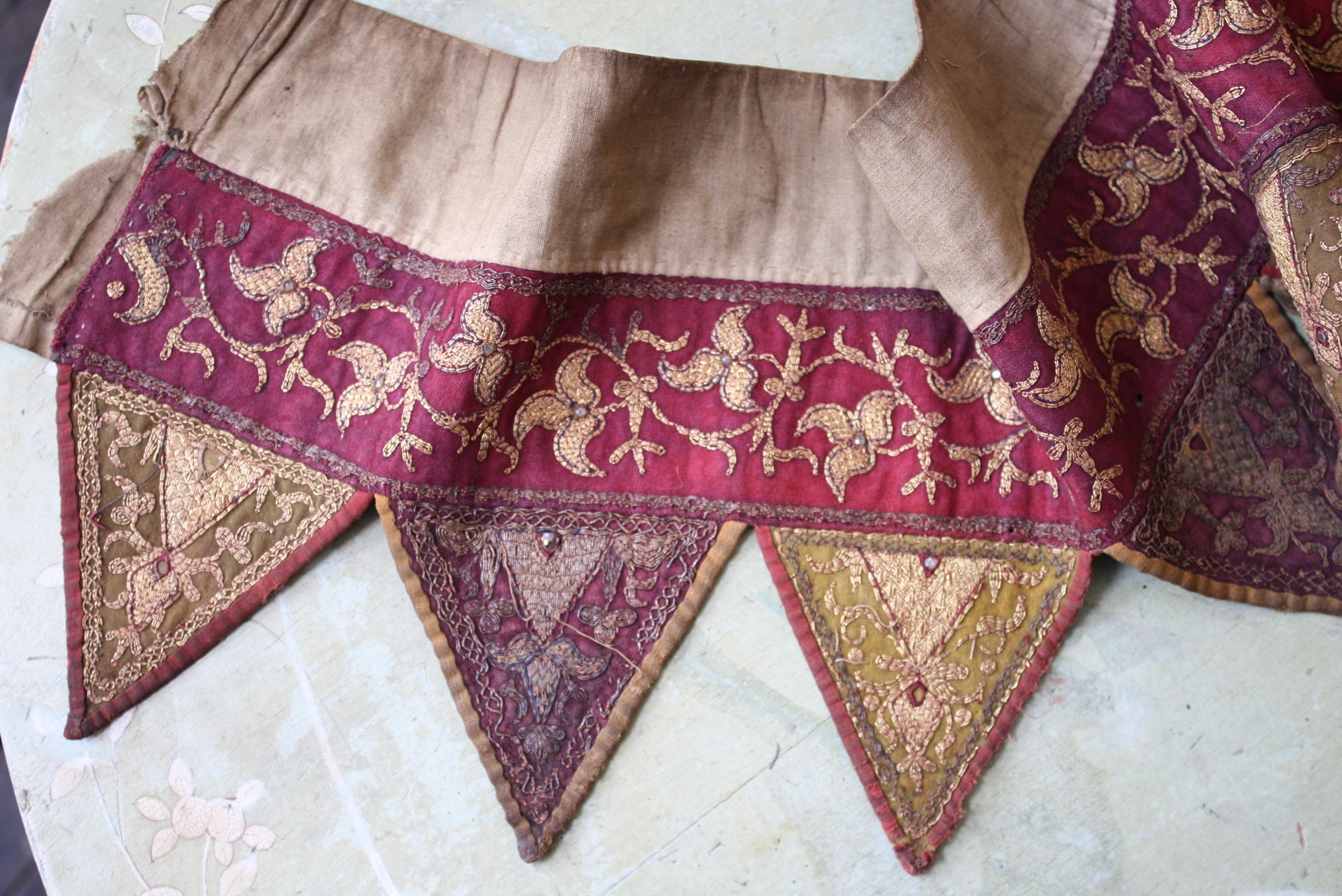 Pair of Early 20th C Afghan Bejewelled & Gold Thread Embroidered Door Pelmets For Sale 11