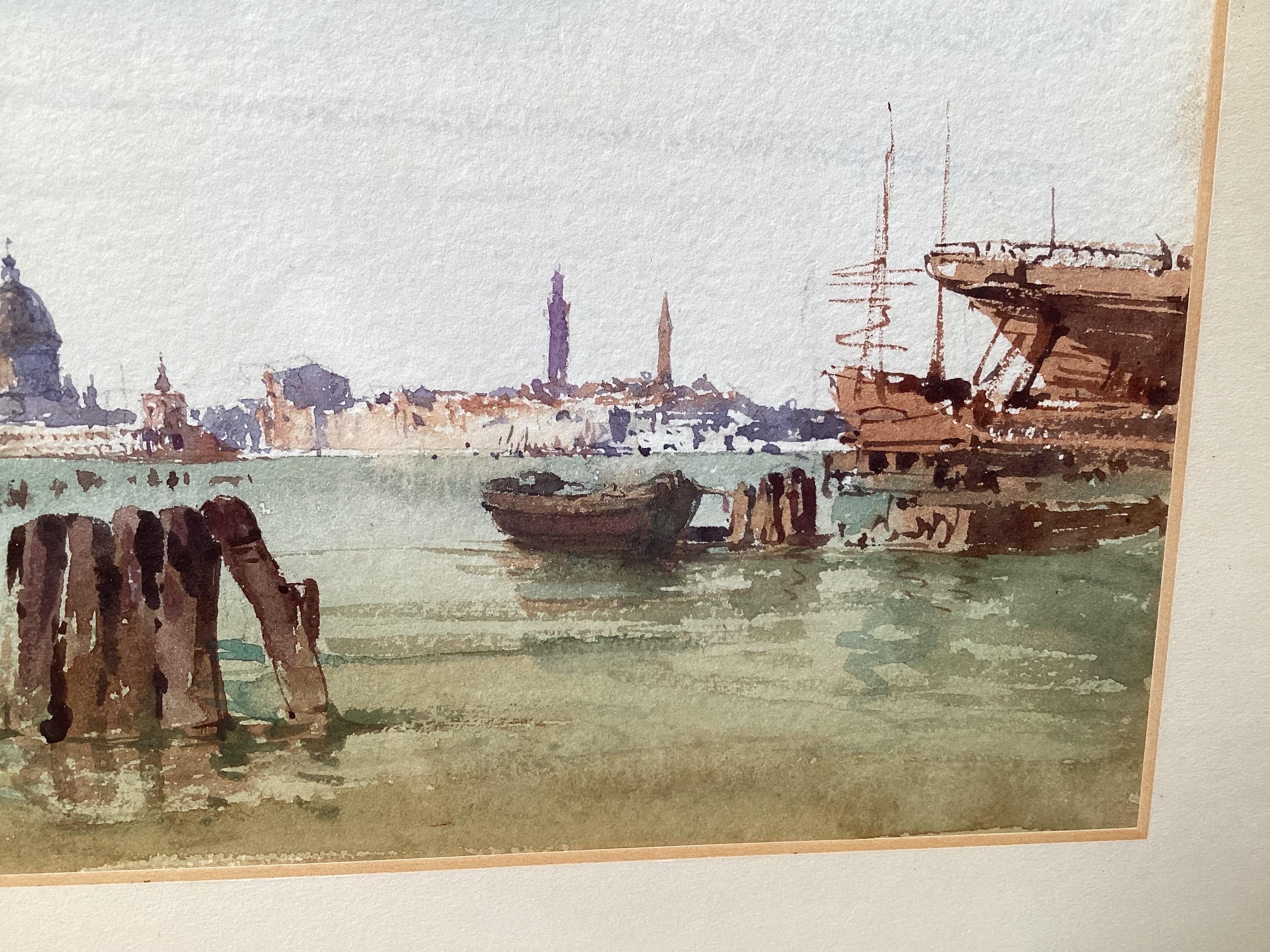 Pair of Early 20th C. Artist Signed Watercolors of Venice and Tuscany Village In Good Condition In Lambertville, NJ