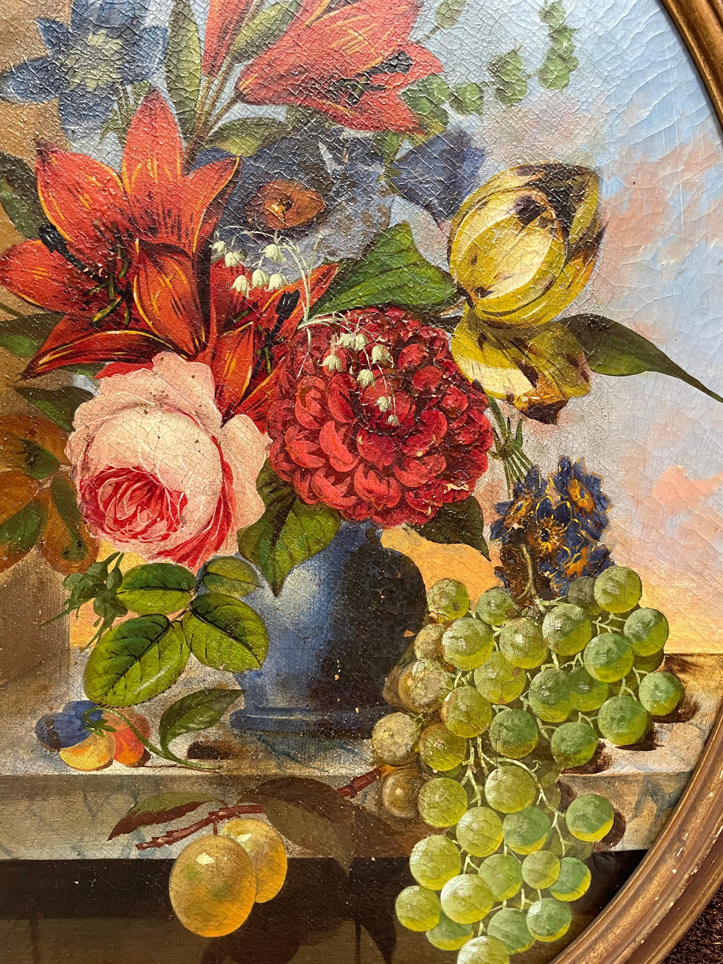 Pair of Early 20th c. Belgian Still Life with Flower Paintings  For Sale 6