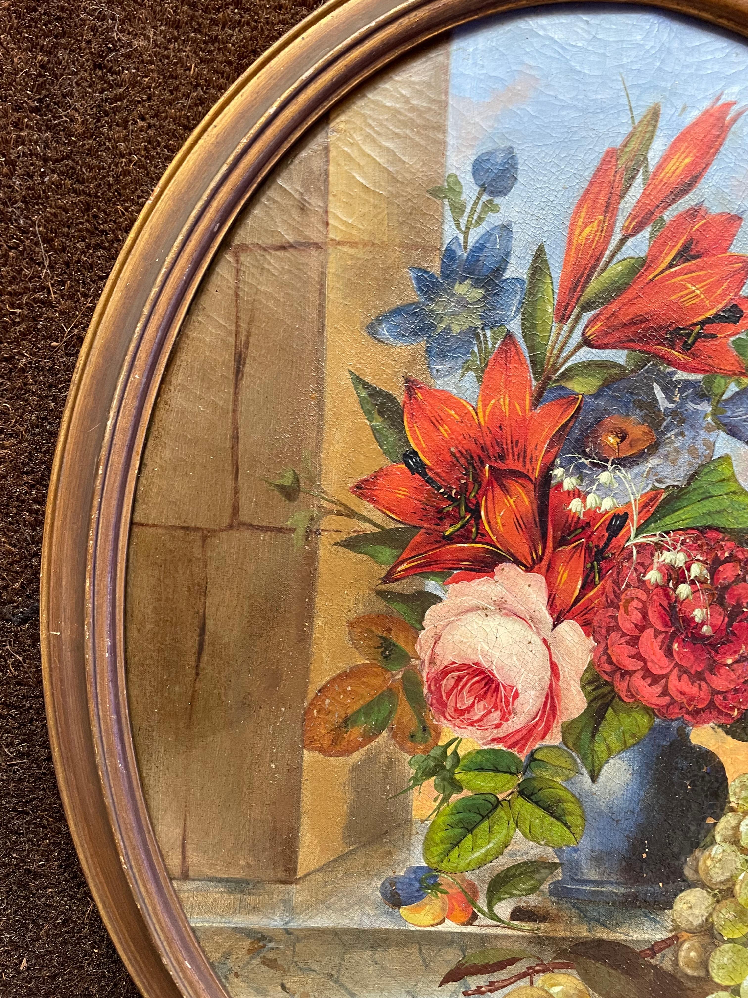 Pair of Early 20th c. Belgian Still Life with Flower Paintings  For Sale 9