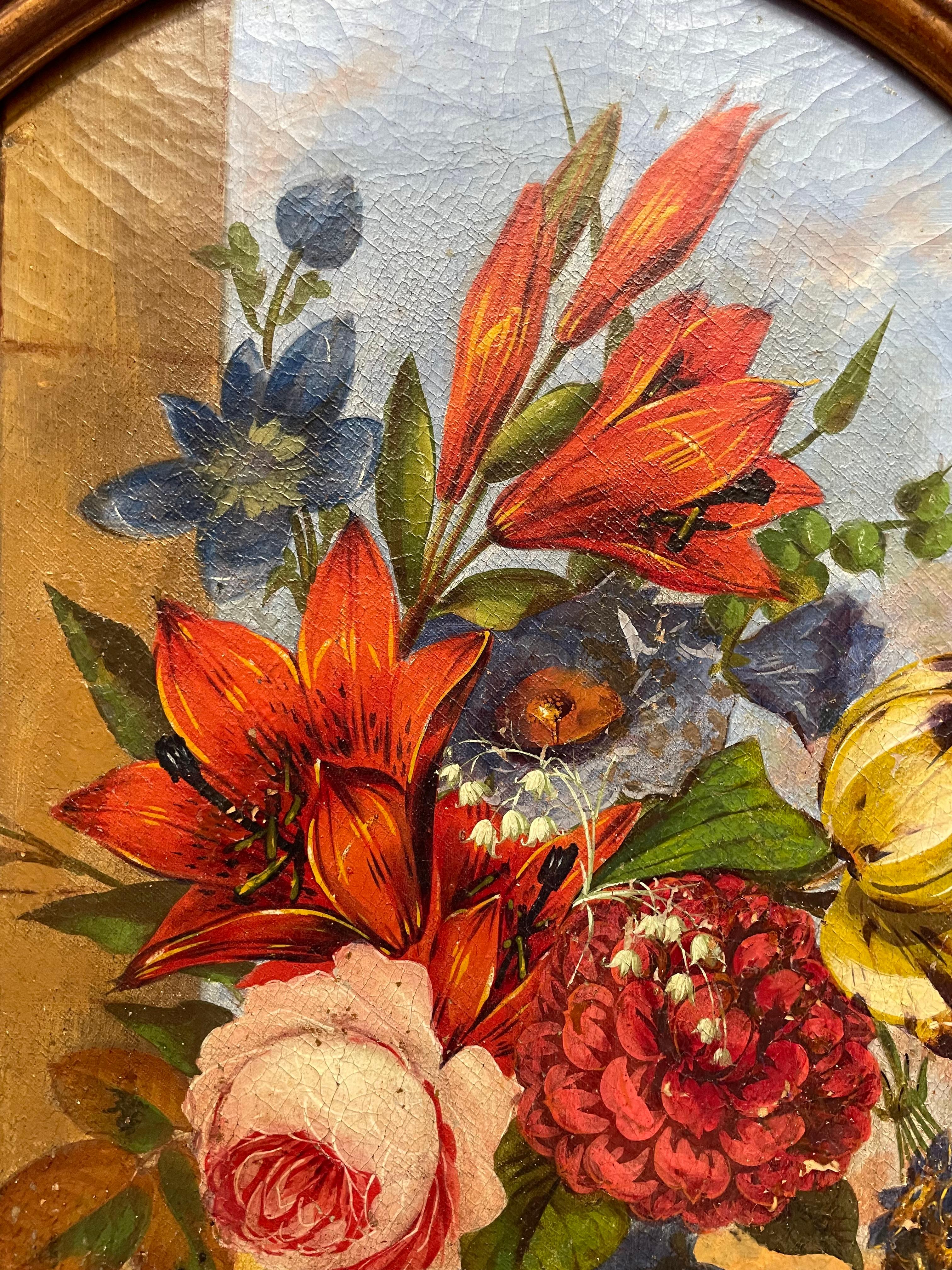 Pair of Early 20th c. Belgian Still Life with Flower Paintings  For Sale 10