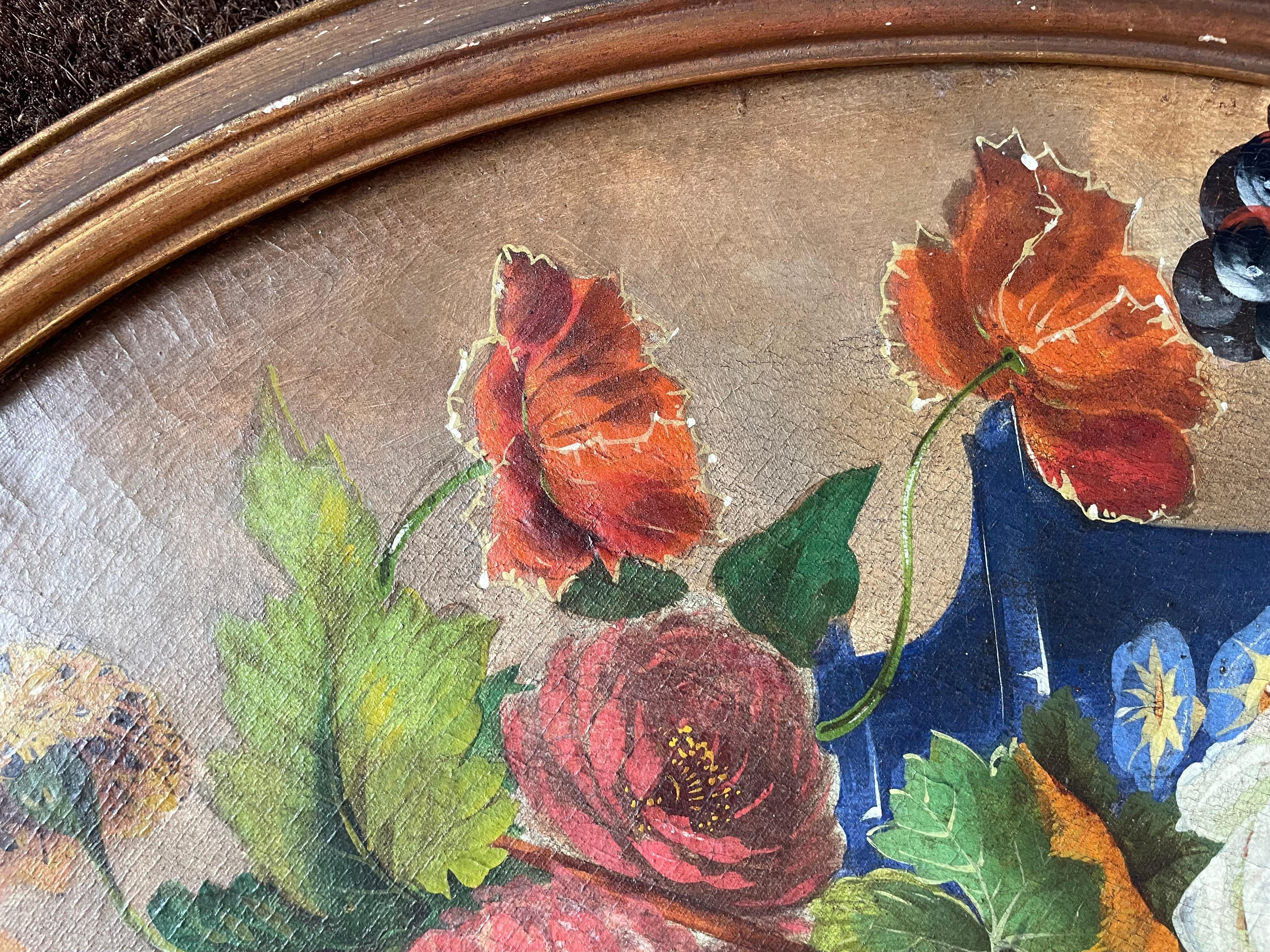 Pair of Early 20th c. Belgian Still Life with Flower Paintings  For Sale 13