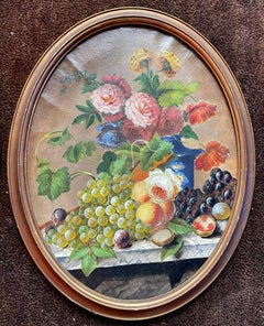 Pair of Early 20th c. Belgian Still Life with Flower Paintings