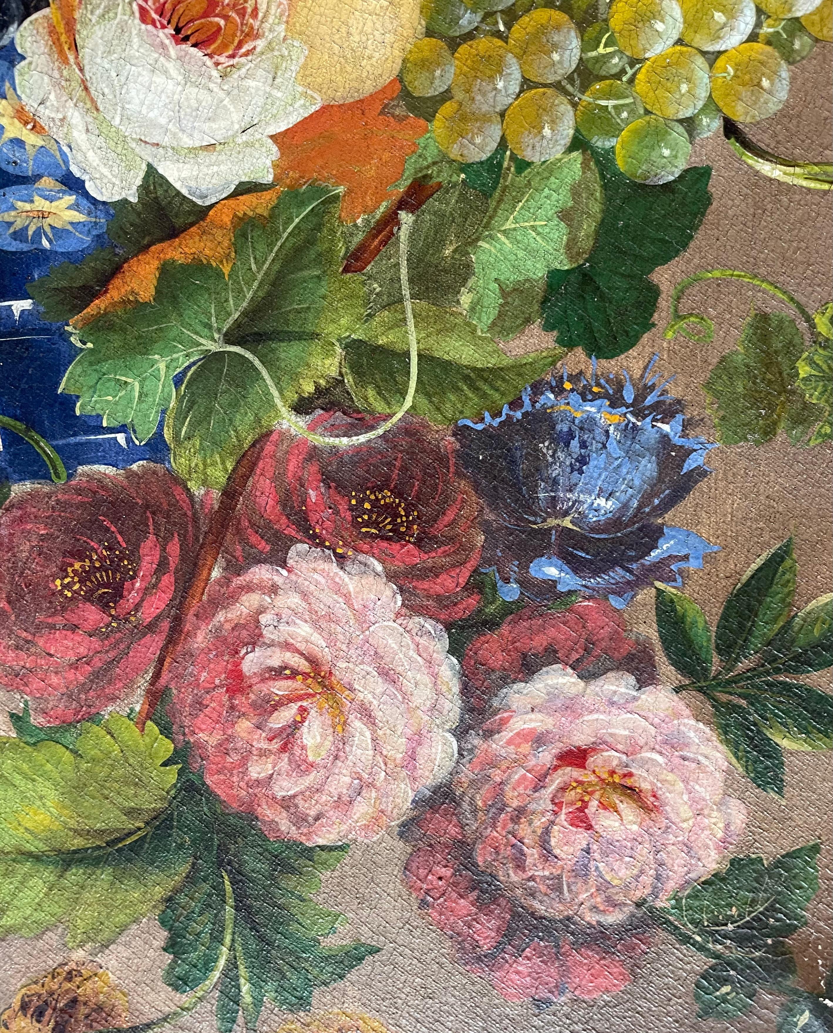 Pair of Early 20th c. Belgian Still Life with Flower Paintings  For Sale 1