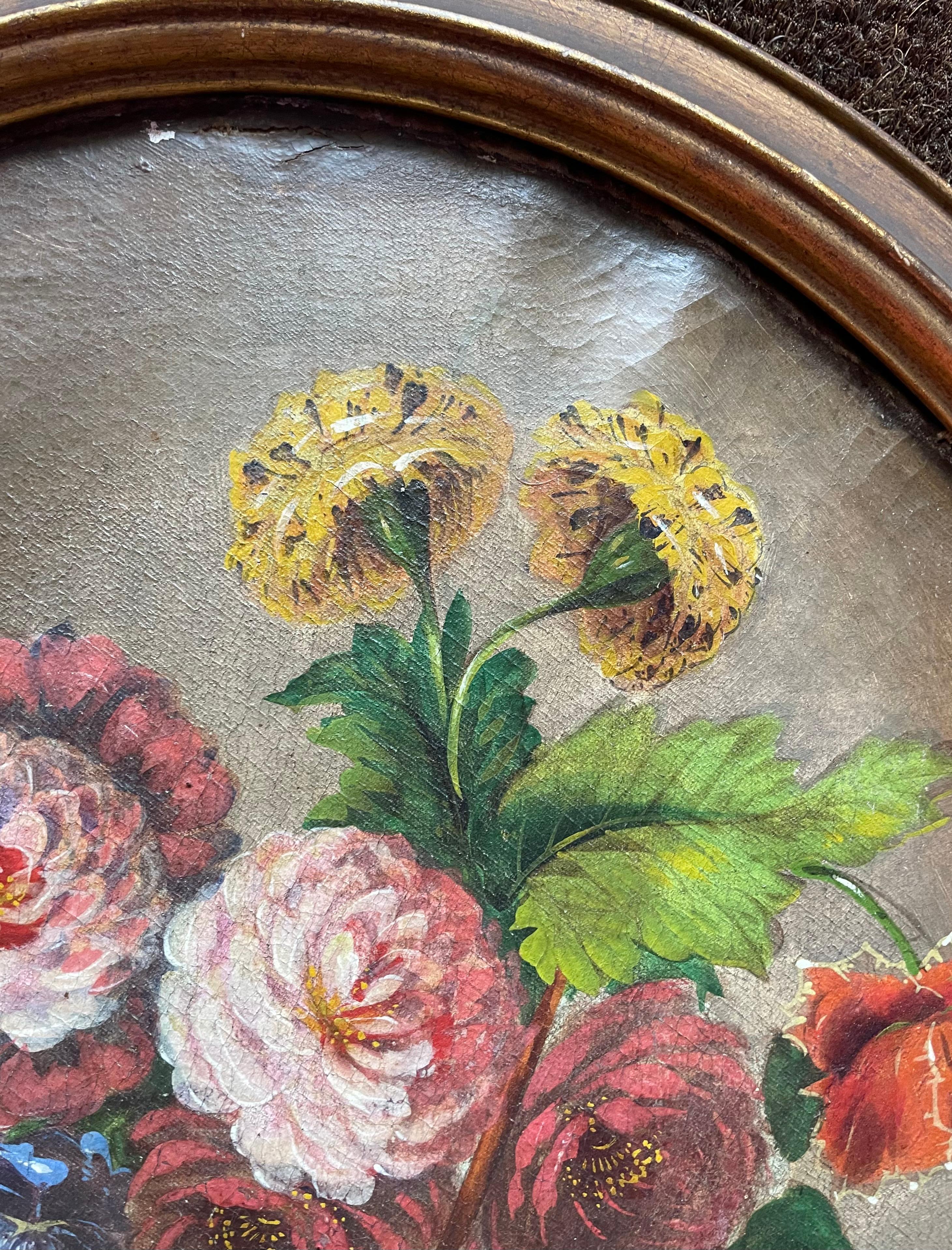 Pair of Early 20th c. Belgian Still Life with Flower Paintings  For Sale 2