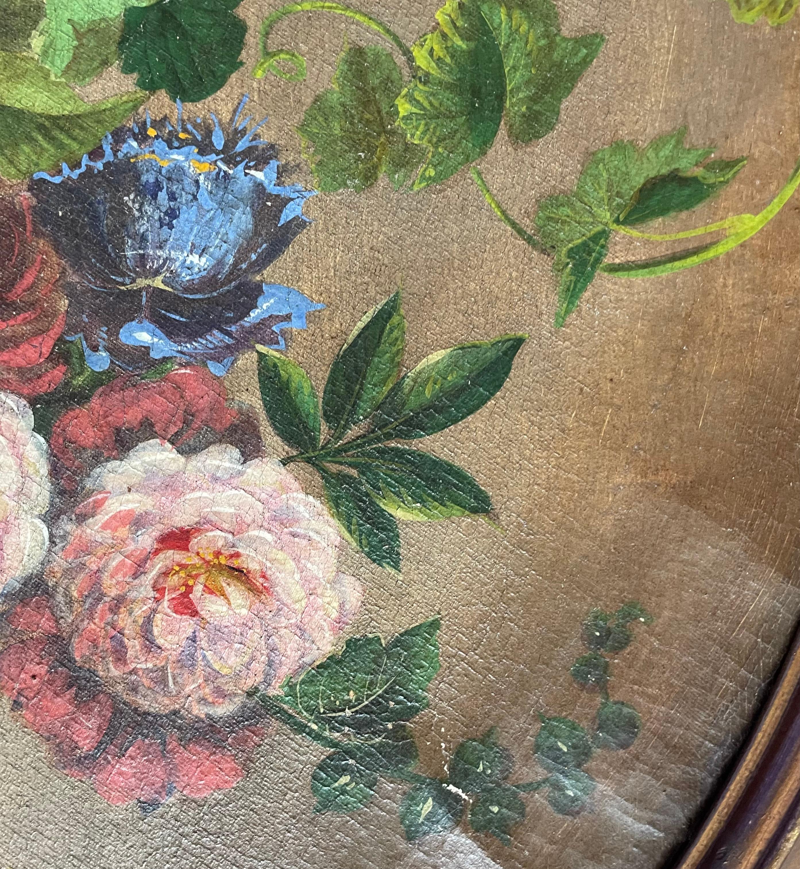 Pair of Early 20th c. Belgian Still Life with Flower Paintings  For Sale 3
