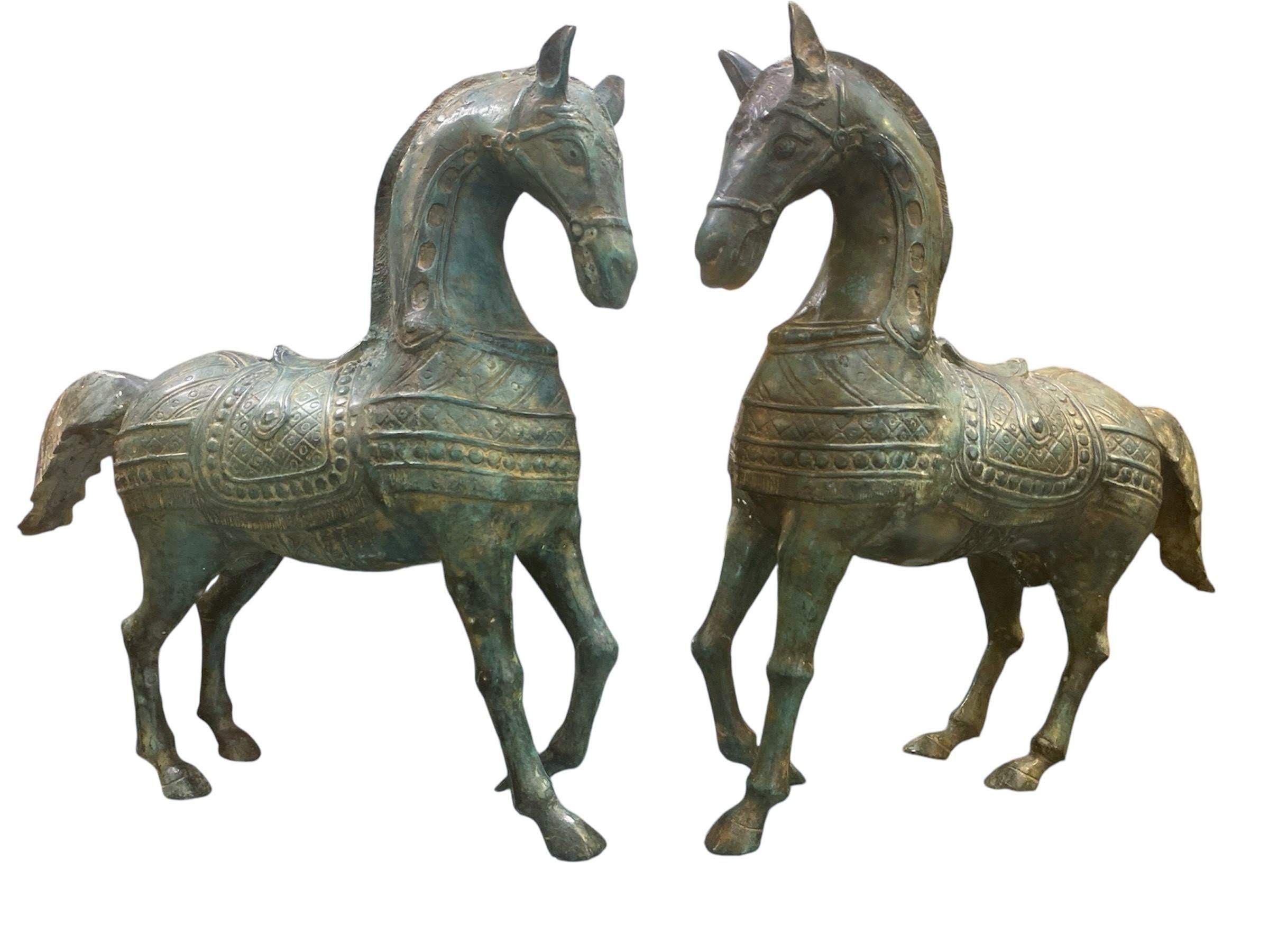 Early 20th C. Chinese Bronze Horse
Chinese cast bronze horse standing 15 ½” and 17” long is from the early 20th century. It has beautiful detailing of the horse’s features, saddle and accessories.