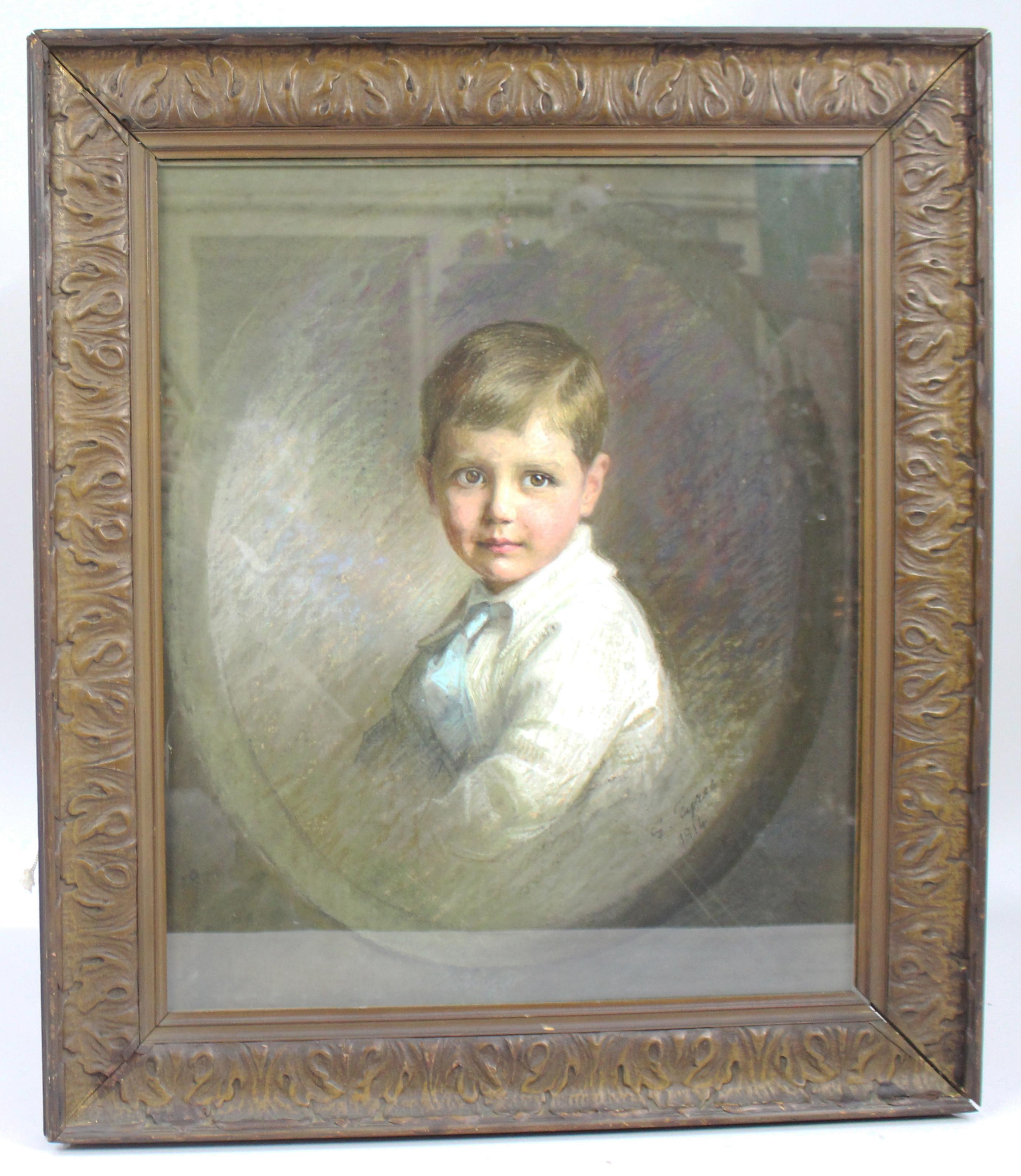 Pair of Early 20th c. Emily Eyres (British) Pastel Portraits of Children For Sale 5