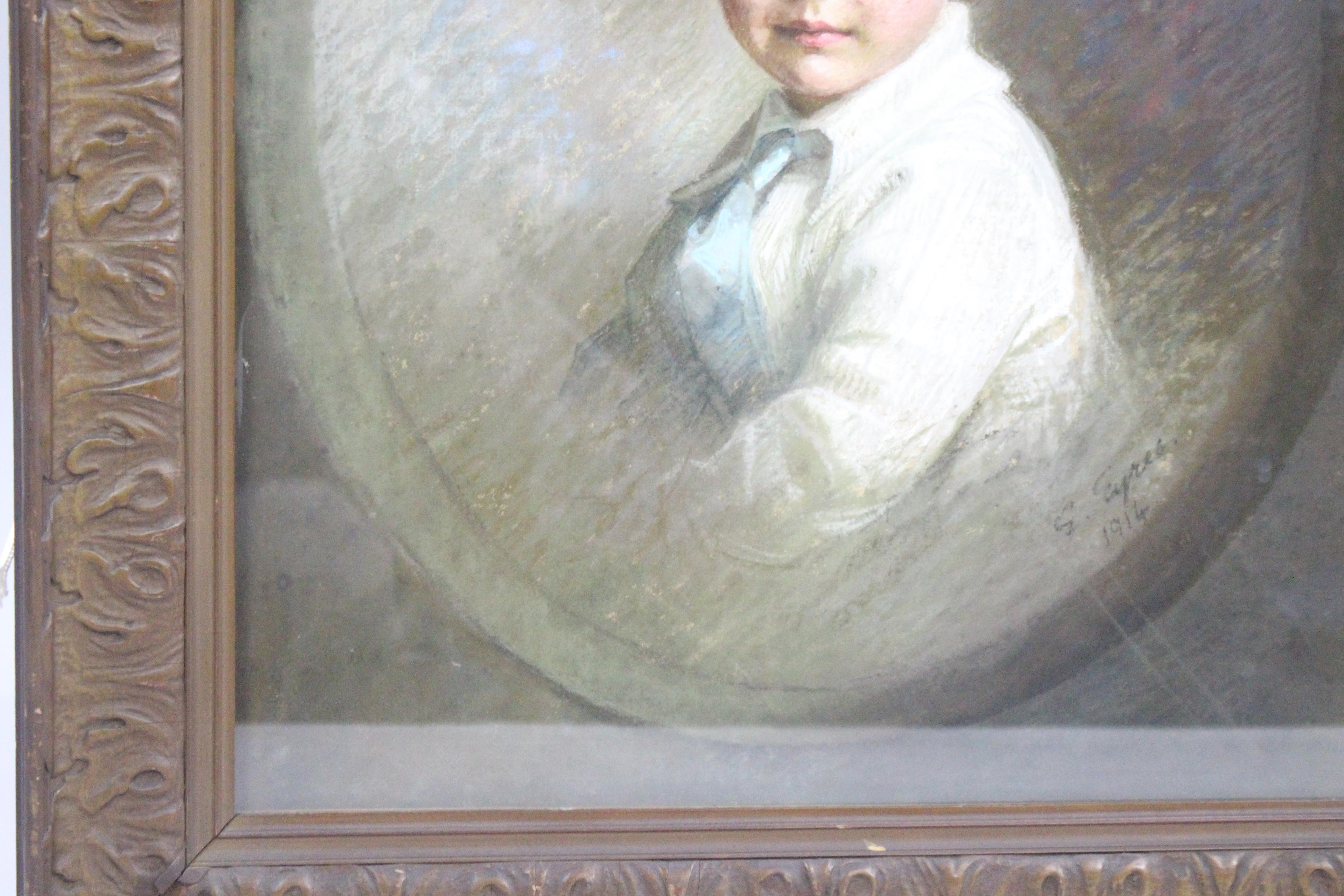 Pair of Early 20th c. Emily Eyres (British) Pastel Portraits of Children For Sale 9