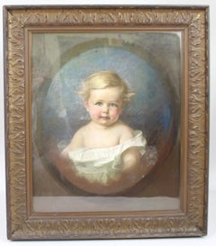 Pair of Early 20th c. Emily Eyres (British) Pastel Portraits of Children