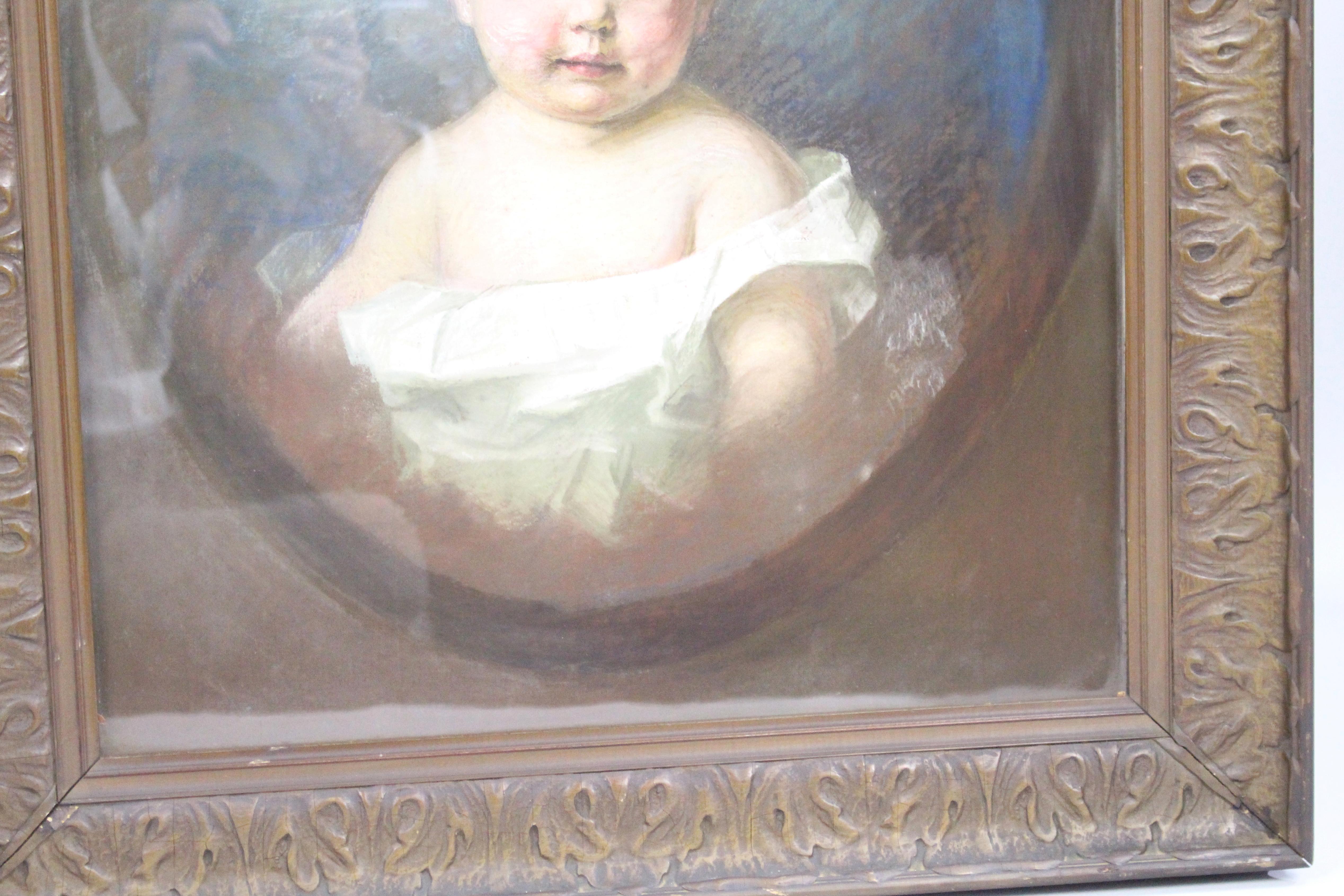 Pair of Early 20th c. Emily Eyres (British) Pastel Portraits of Children For Sale 2