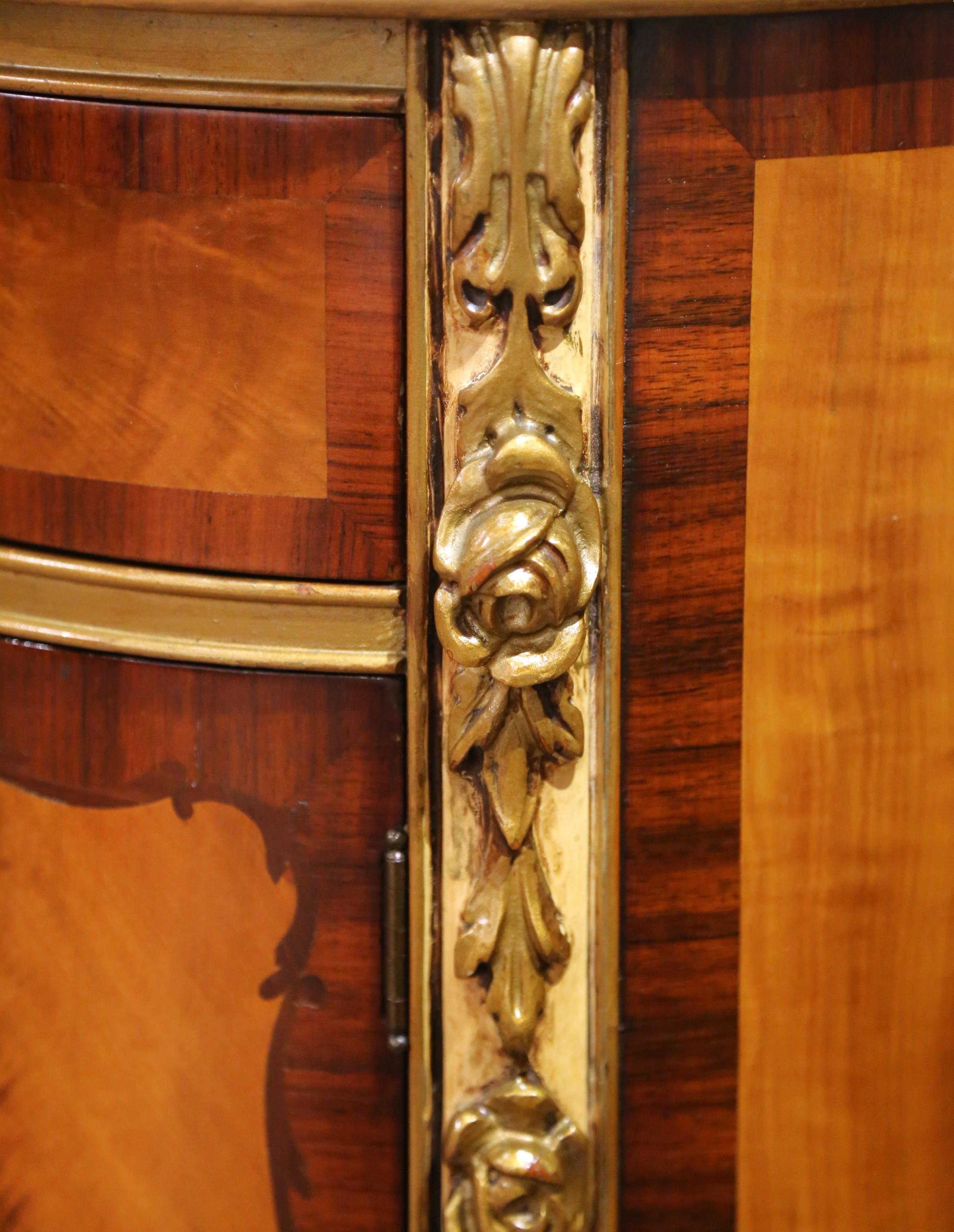Pair of Early 20th C. French Louis XV Mahogany & Marquetry Oval Bedside Cabinets For Sale 5