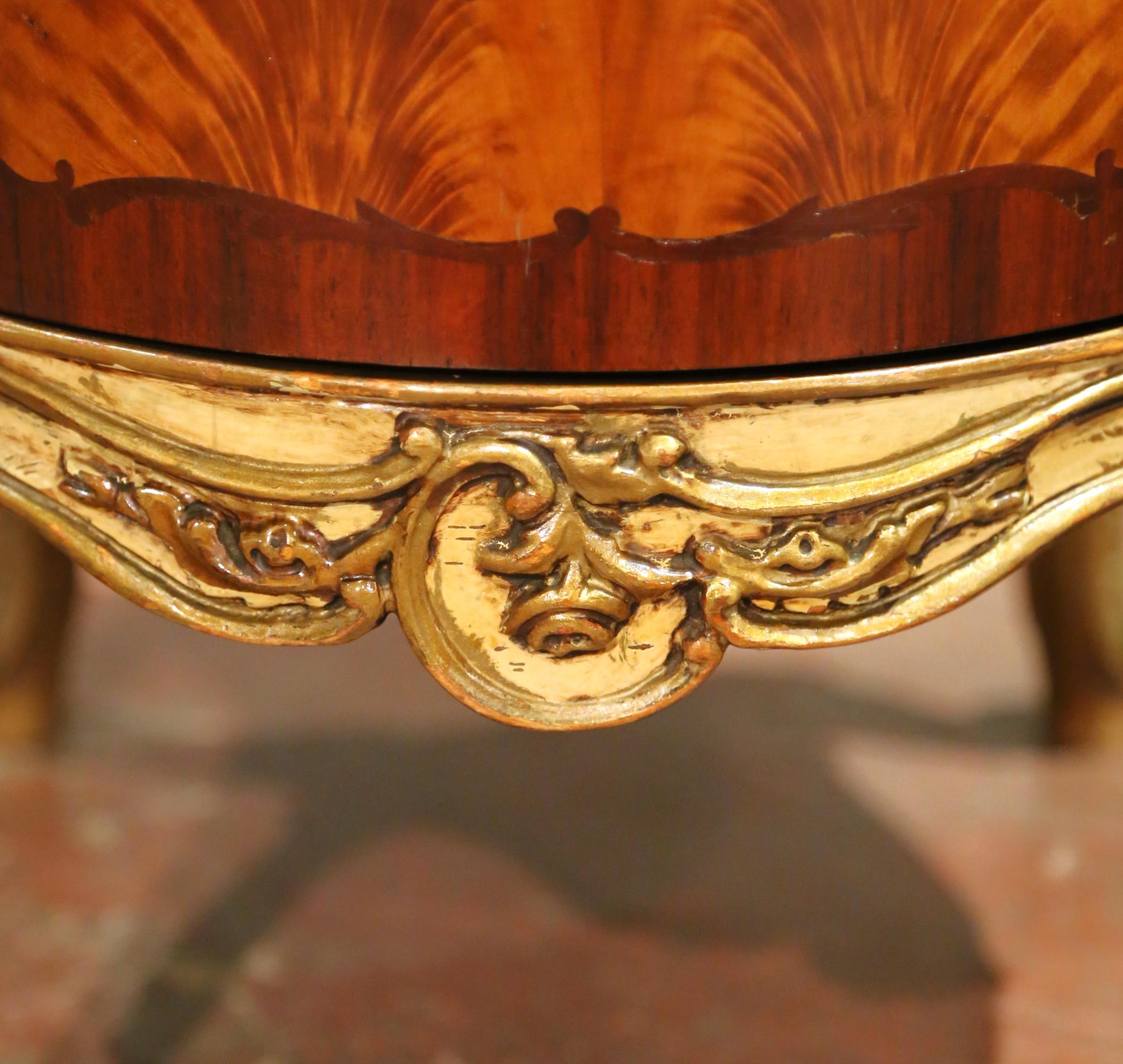 Pair of Early 20th C. French Louis XV Mahogany & Marquetry Oval Bedside Cabinets For Sale 7