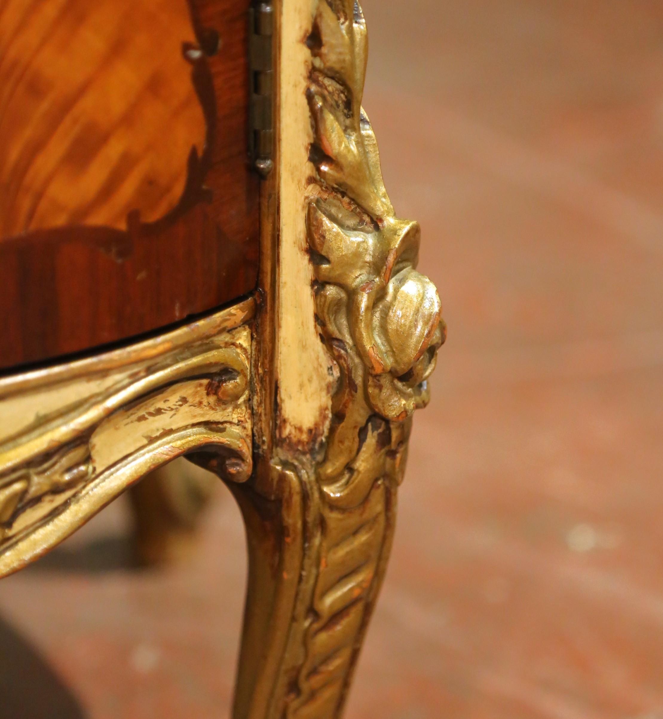 Pair of Early 20th C. French Louis XV Mahogany & Marquetry Oval Bedside Cabinets For Sale 8