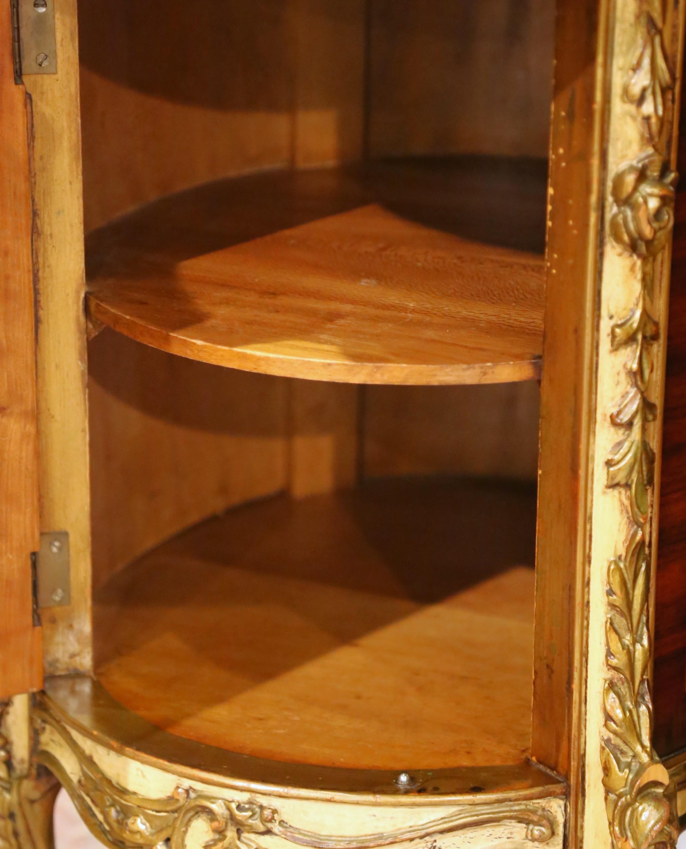 Pair of Early 20th C. French Louis XV Mahogany & Marquetry Oval Bedside Cabinets For Sale 4