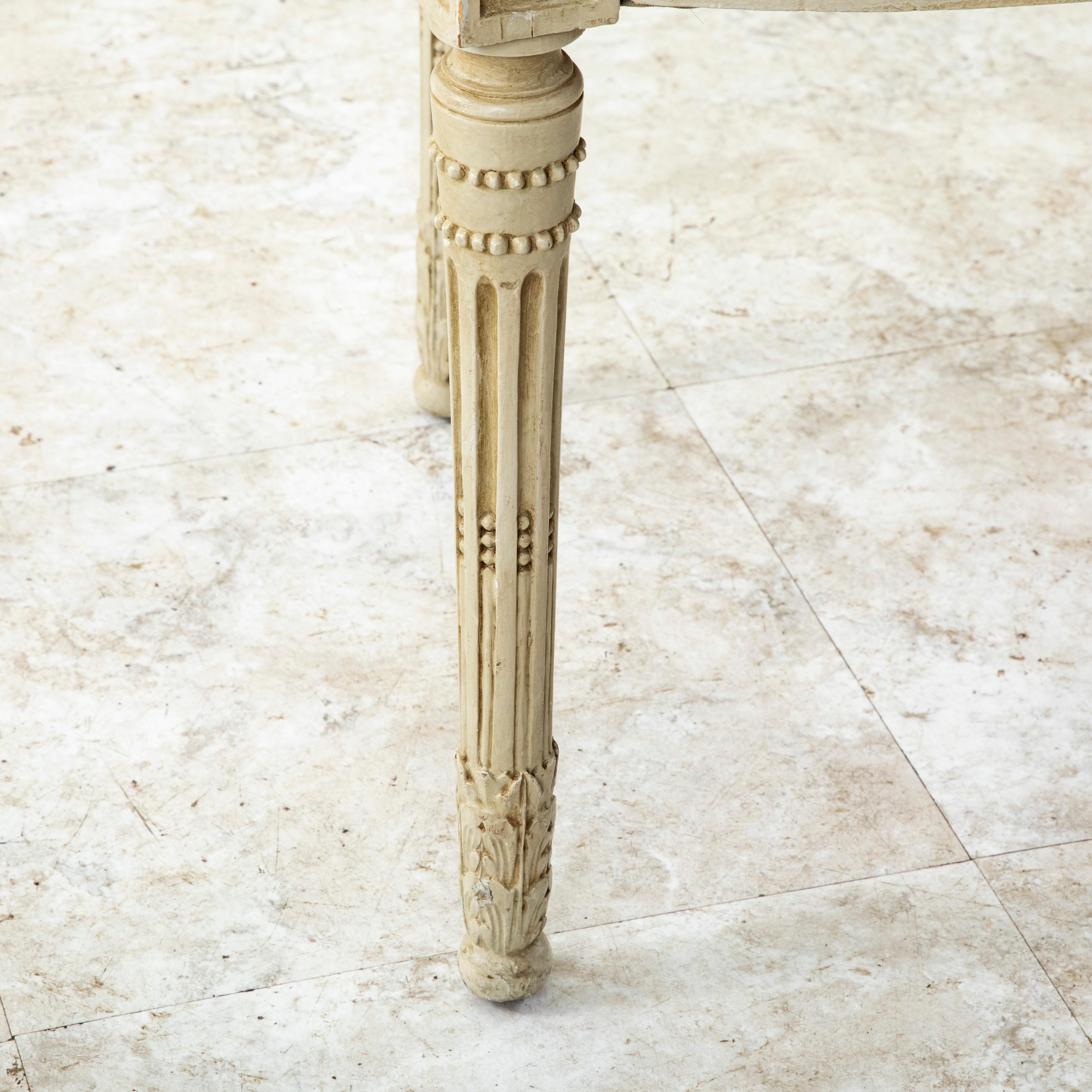 Pair of Early 20th C. French Louis XVI Style Hand-Carved Painted Side Chairs For Sale 7