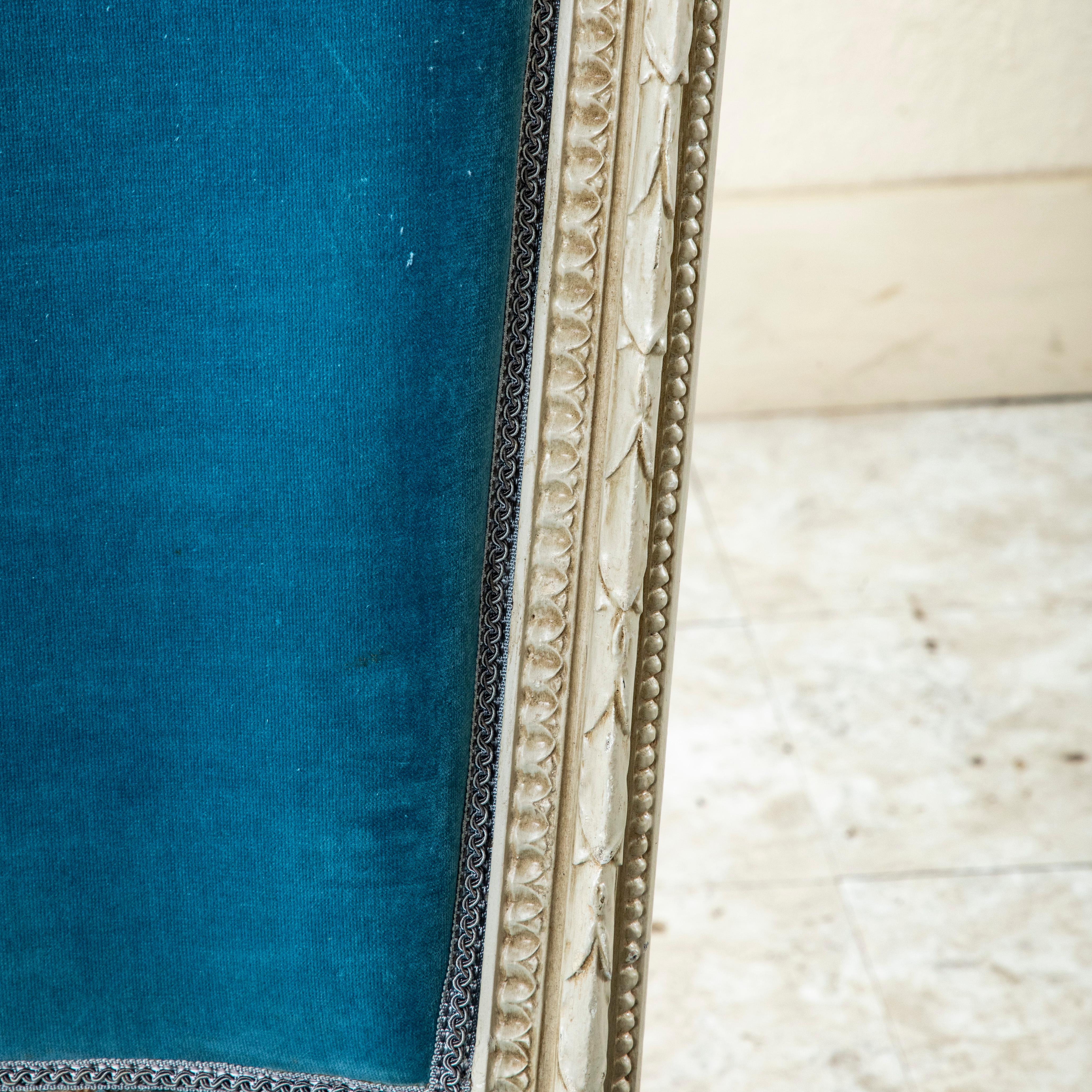 Pair of Early 20th C. French Louis XVI Style Hand-Carved Painted Side Chairs For Sale 11