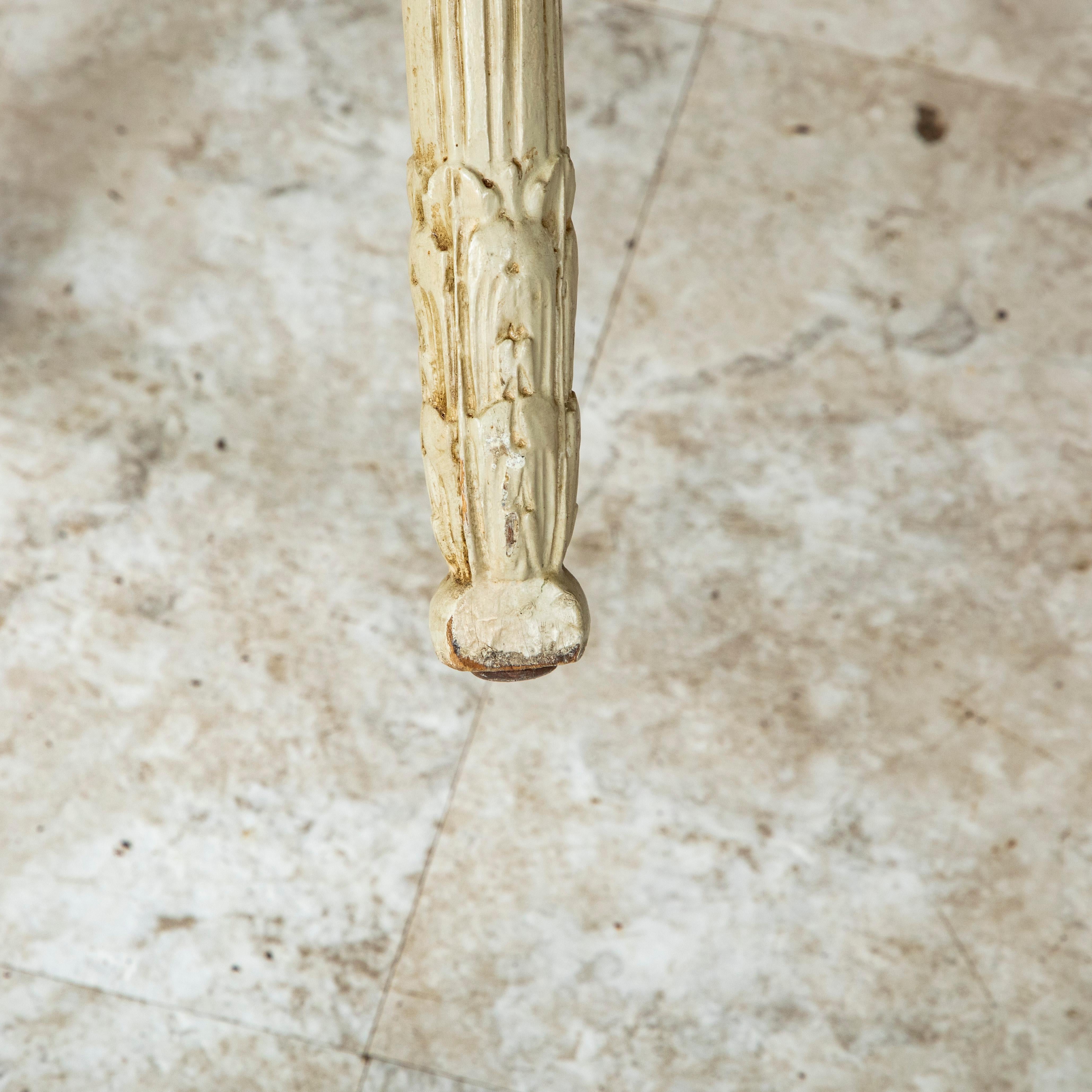 Pair of Early 20th C. French Louis XVI Style Hand-Carved Painted Side Chairs For Sale 15