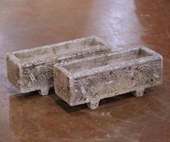 Pair of Early 20th C. French Neoclassical Stone Garden Planters