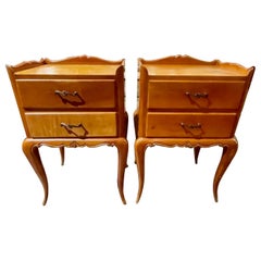 Pair of Early 20th c. French Provincial Fruitwood Nightstands