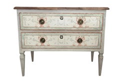 Pair of Early 20th C. Italian Neoclassical Style Commodes with Faux Marble Tops