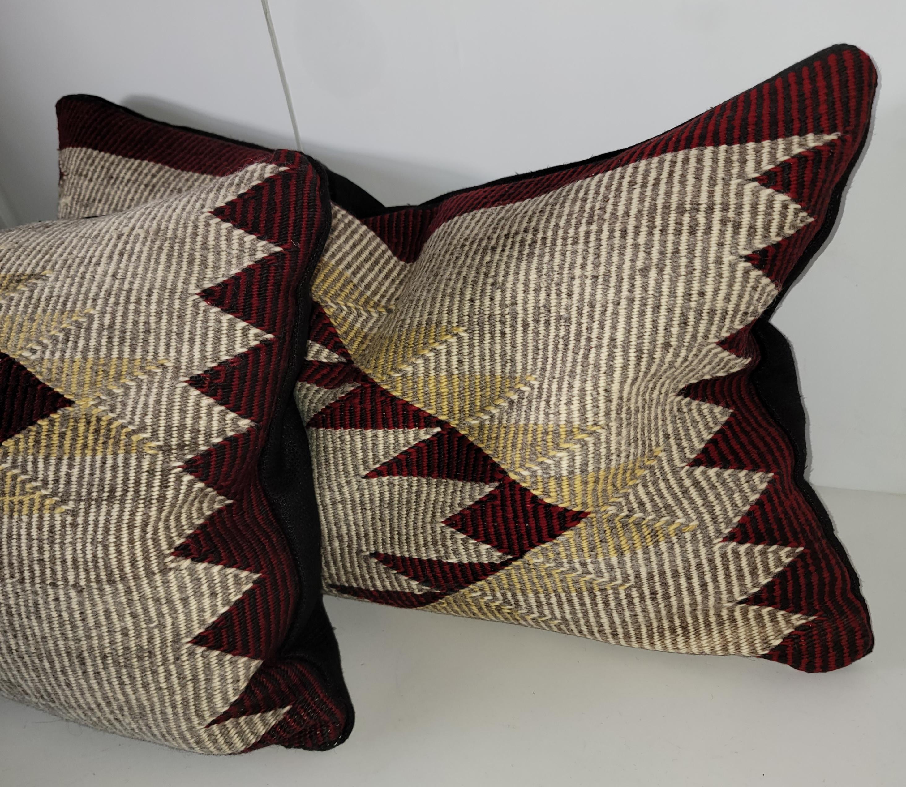 Adirondack Pair of Early 20th C Navajo Eye Dazzler Pillows For Sale