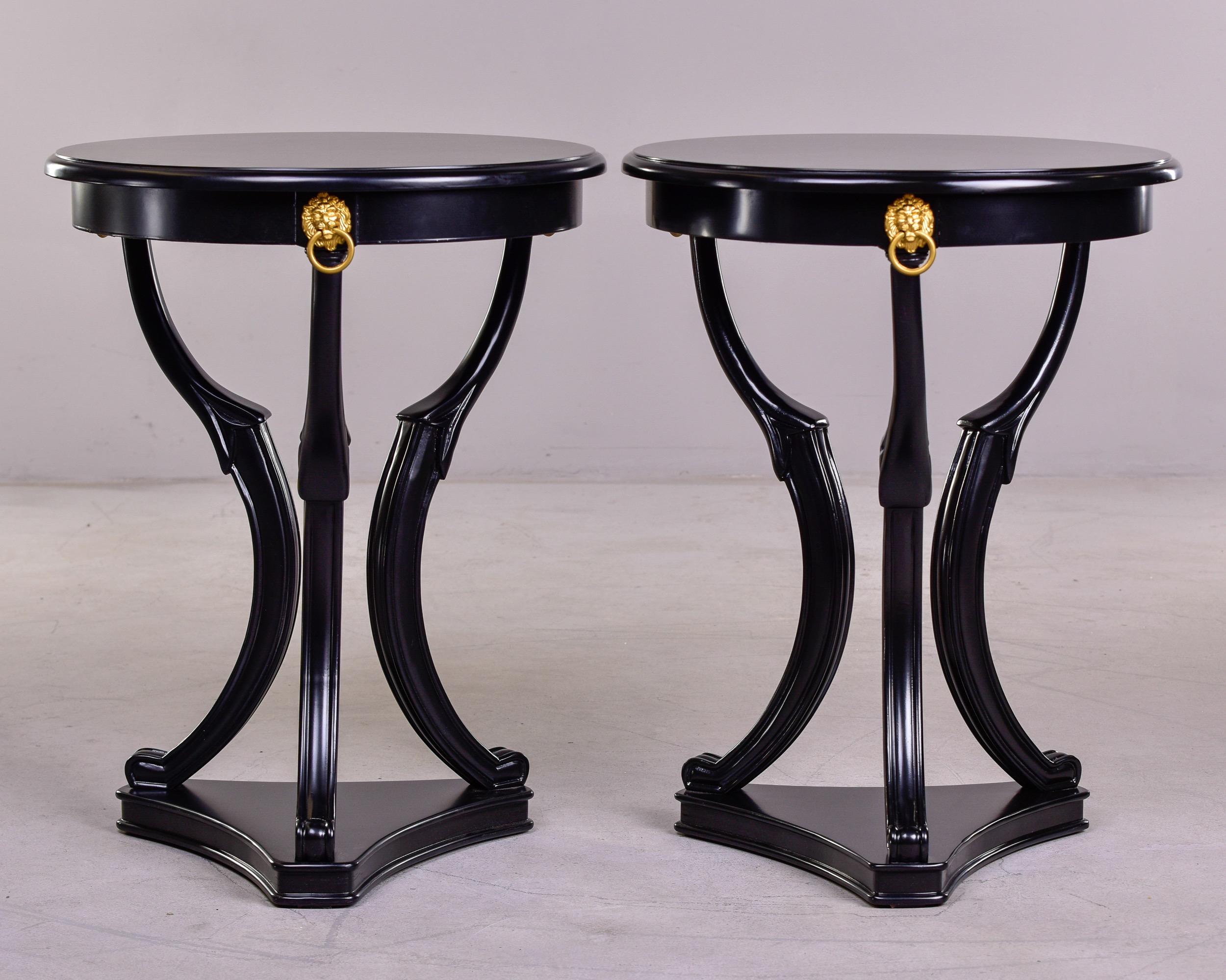 Pair of Early 20th C Neoclassical Black French Gueridon Side Tables In Good Condition In Troy, MI