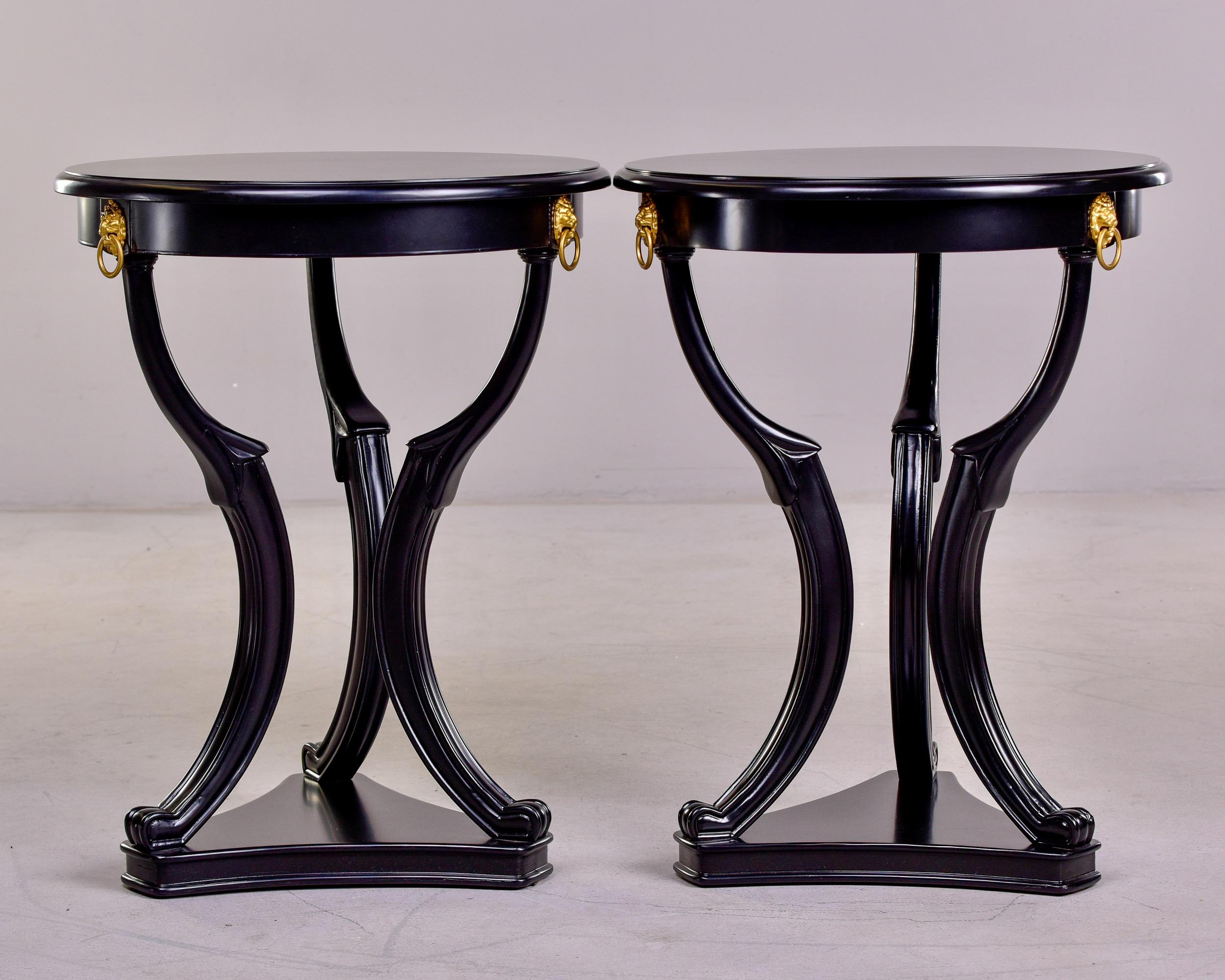 Pair of Early 20th C Neoclassical Black French Gueridon Side Tables 2