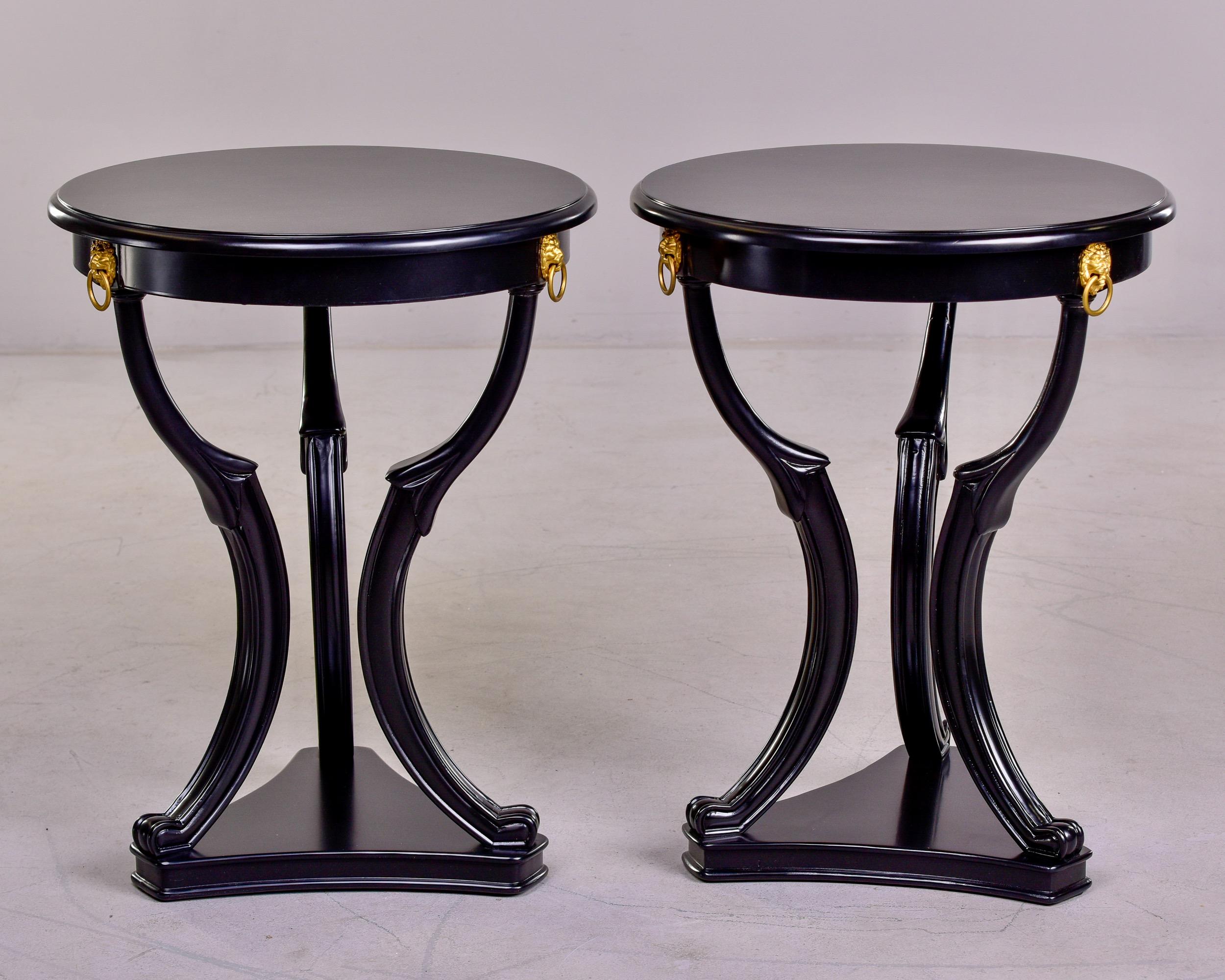 Pair of Early 20th C Neoclassical Black French Gueridon Side Tables 3