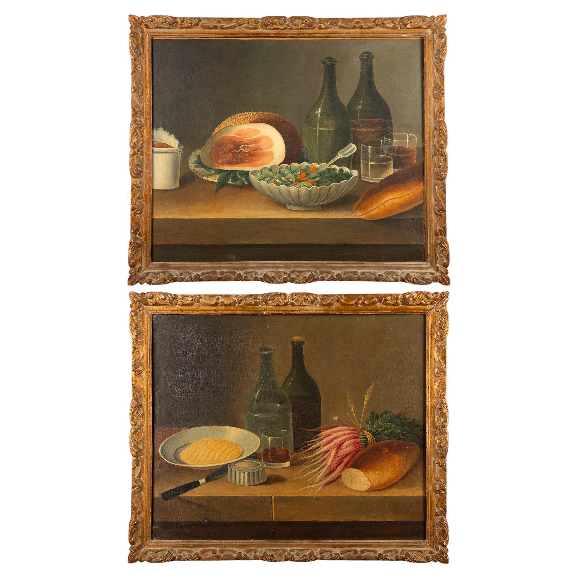 Pair of Early 20th C Still Life Painting Oil on canvas