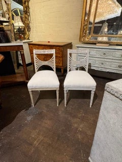 Pair of Early 20th c. Swedish Painted Side Chairs
