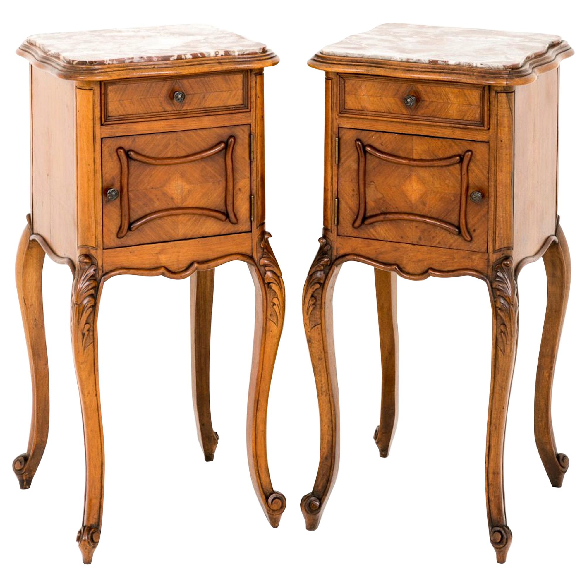 Pair of Early 20th Century Walnut Bedside Cabinets