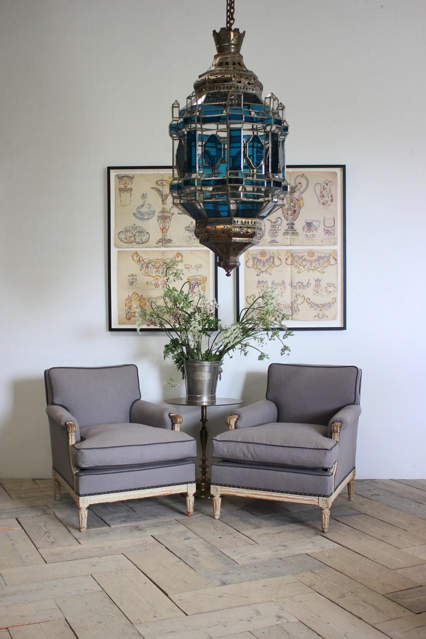  Pair of Early 20th Century French Painted Armchairs 1