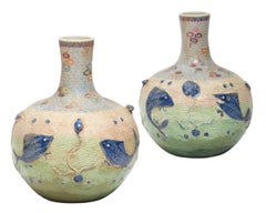 Pair of Early 20th Century '1900s' Chinese Cloisonné Enameled Porcelain Vases