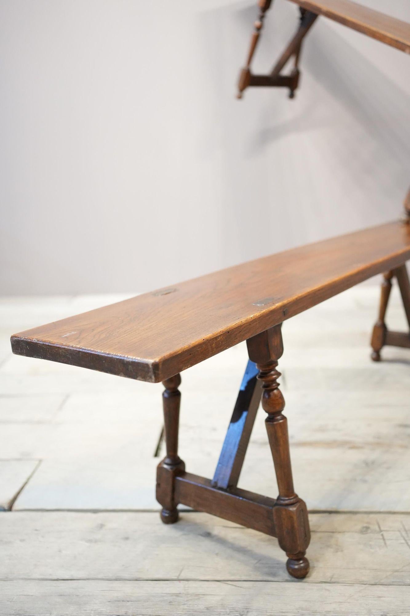 20th Century Pair of early 20th century 3m long Oak benches