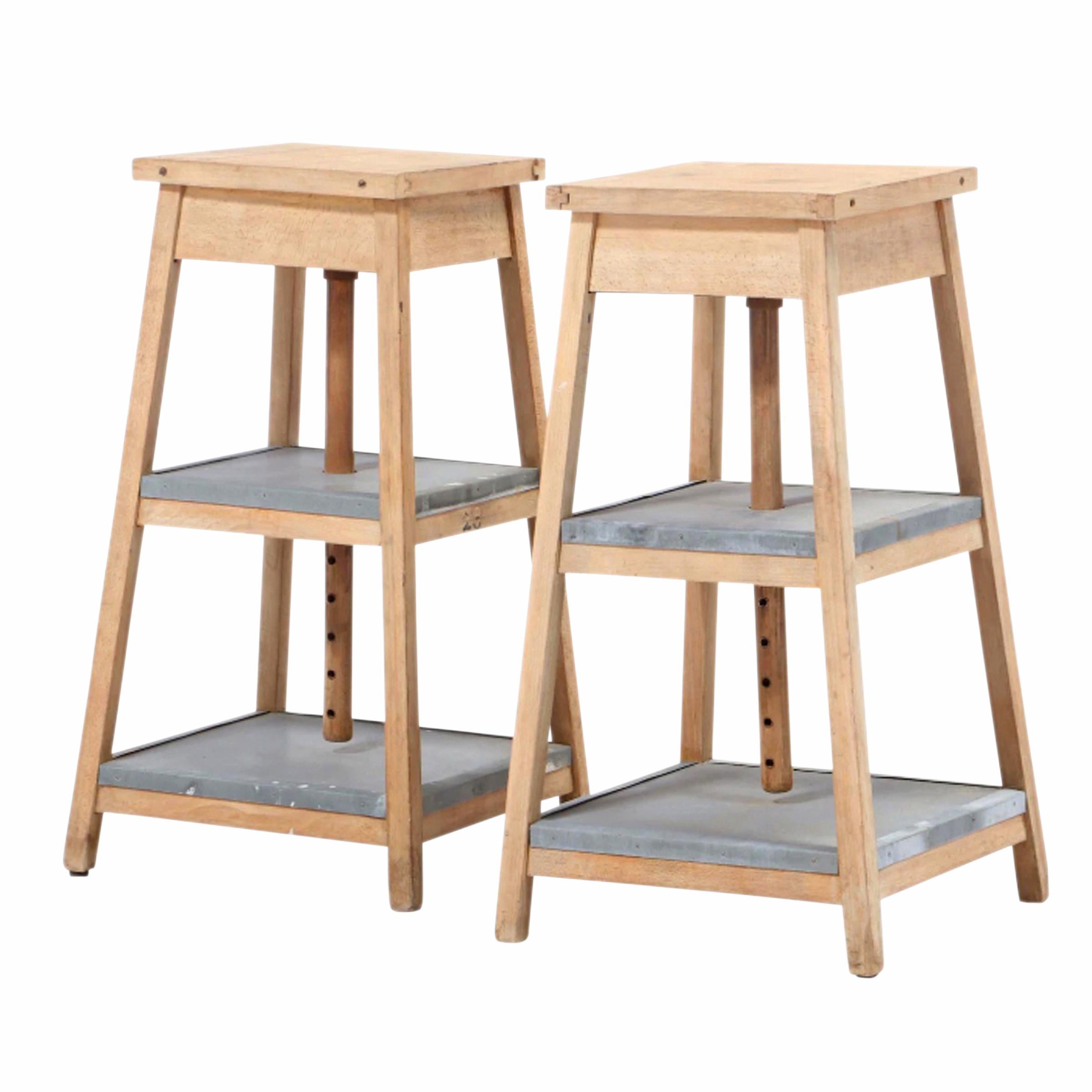 Industrial Pair of Early 20th Century American Artist's Sculpture Tables