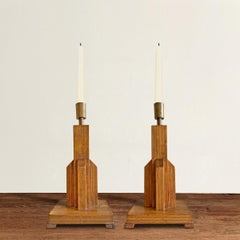 Pair of Early 20th Century American Folk Art Candlesticks