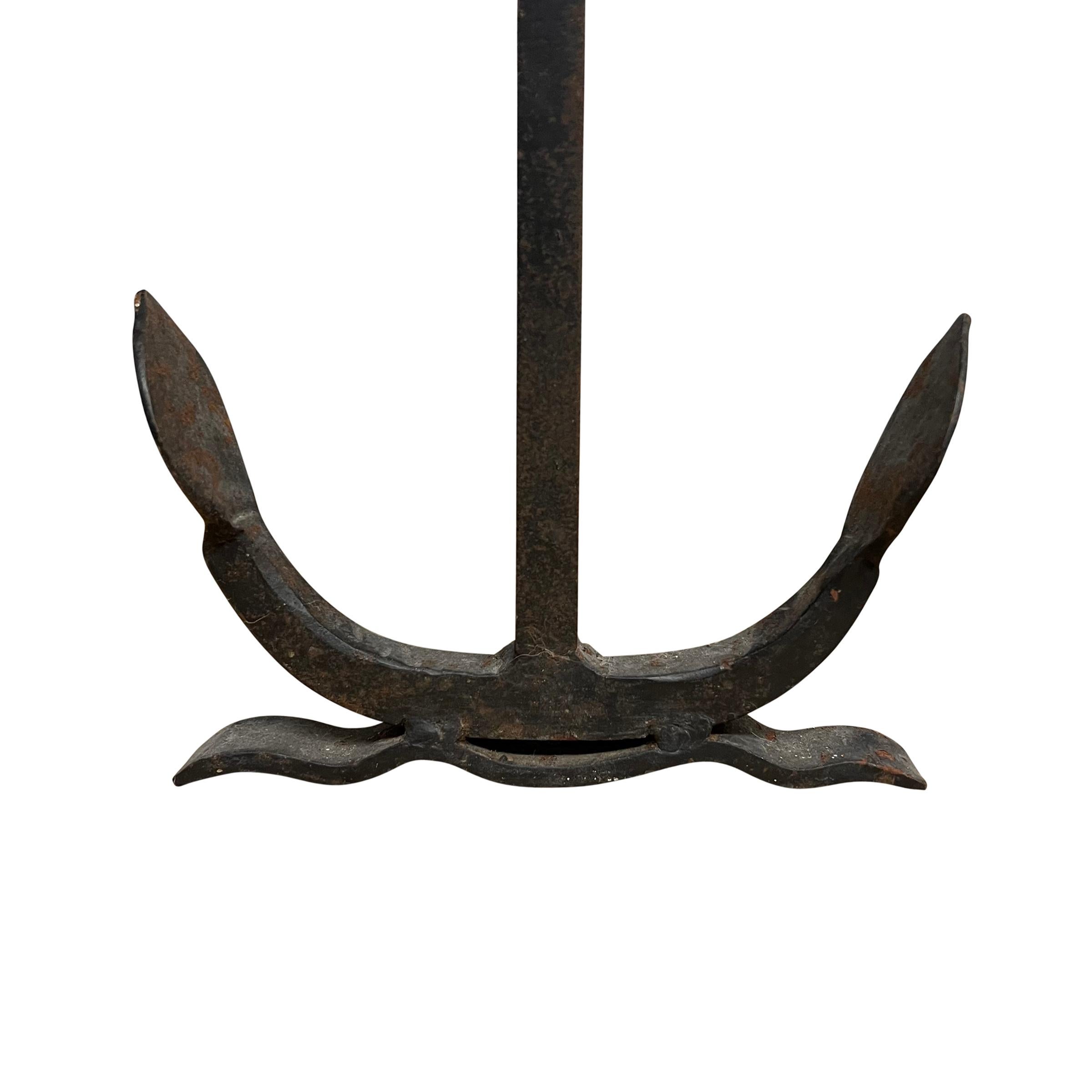 Pair of Early 20th Century American Iron Anchor Andirons 5