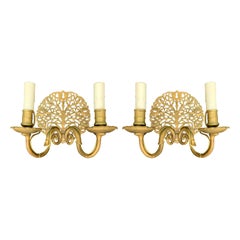 Pair of Early 20th Century American Swan Two-Arm Medallion Sconces