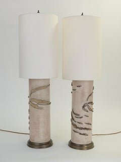 Pair of Early 20th Century American Wallpaper Roller Table Lamps