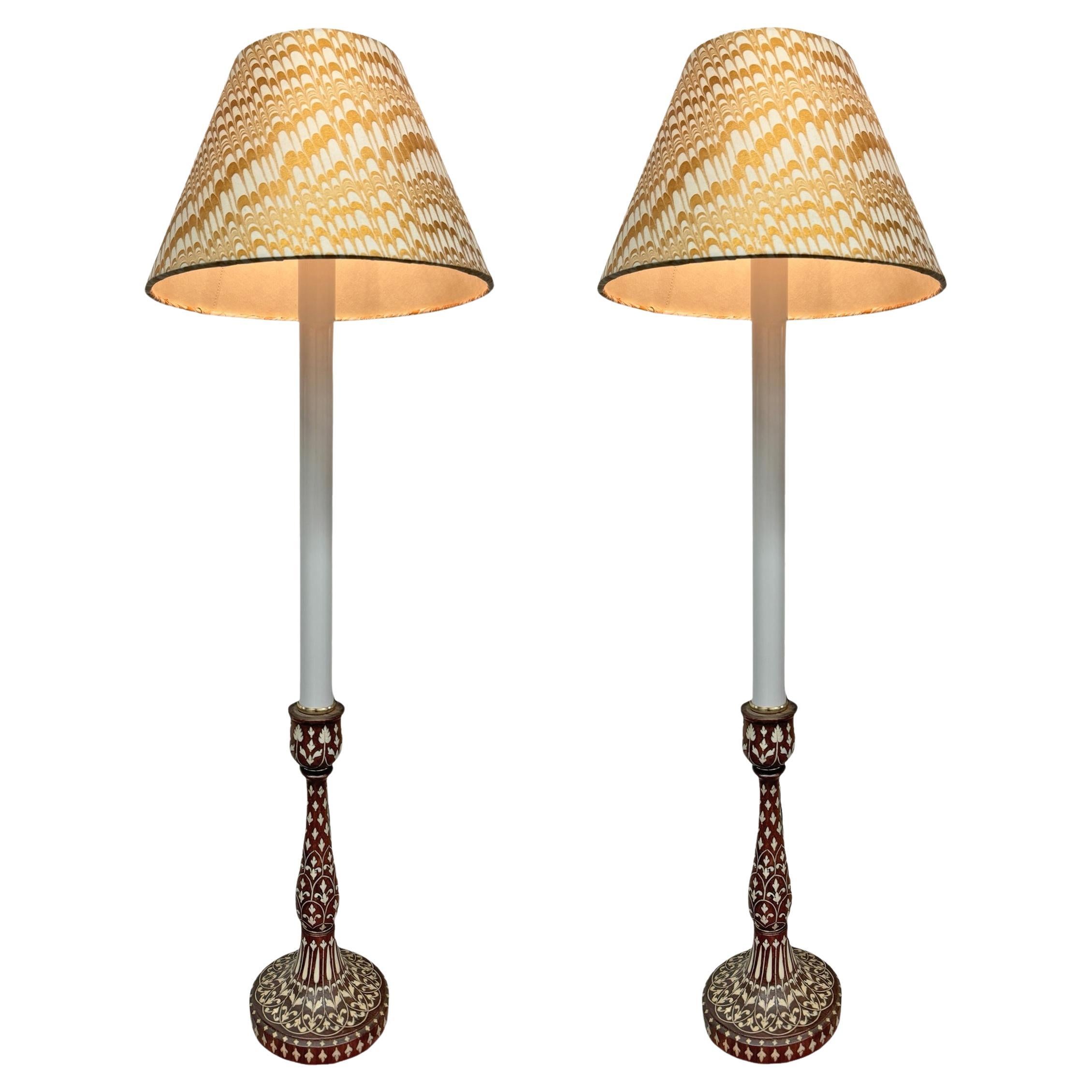 Pair of Early 20th Century Anglo-Indian Candlestick Lamps