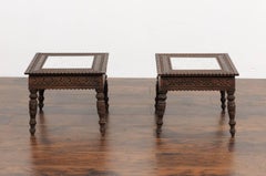Pair of Early 20th Century Anglo-Indian Carved Wood Tables with Mirrored Tops