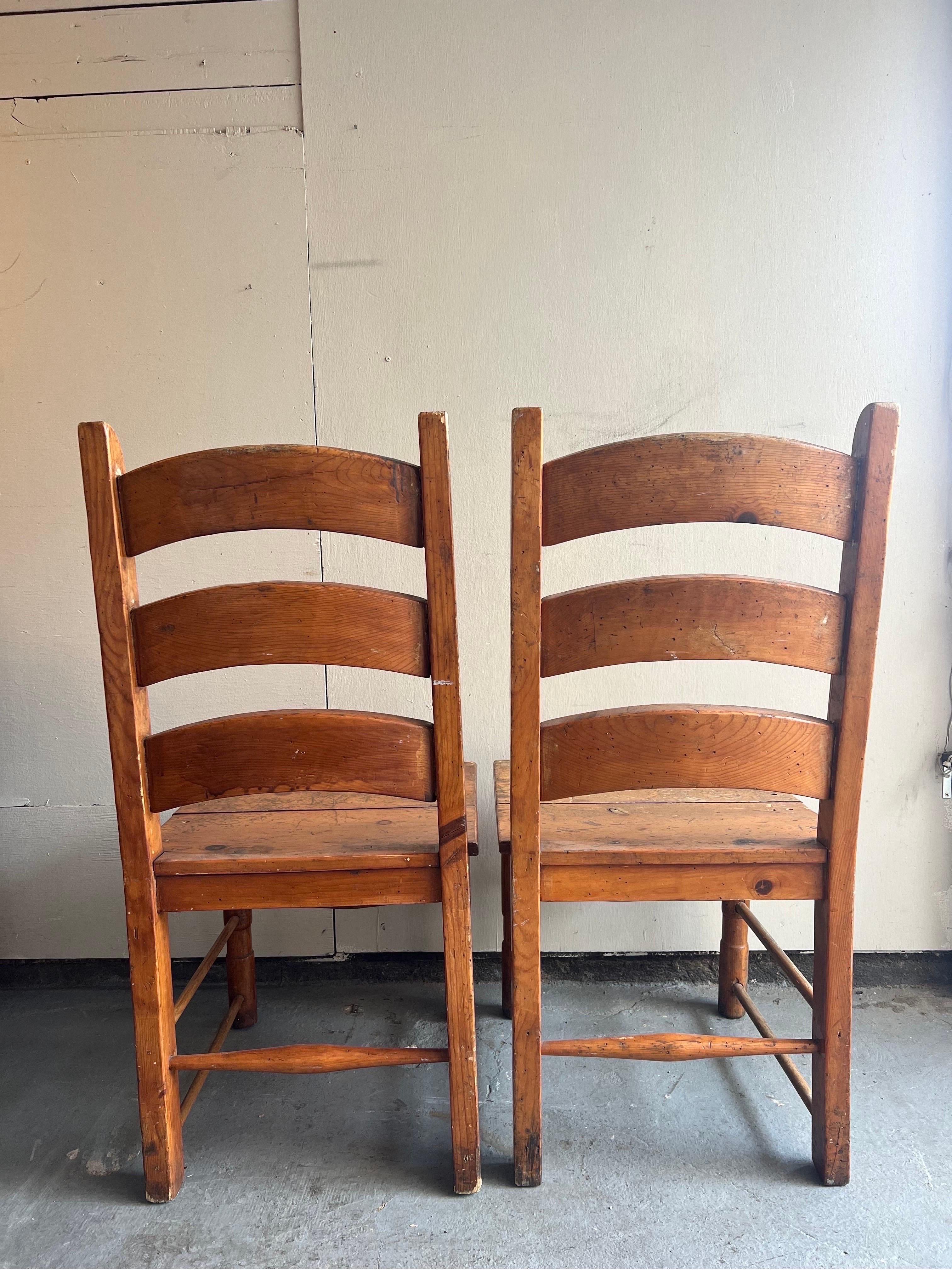 Rustic Pair of Early 20th Century Antique French Country Style Chairs